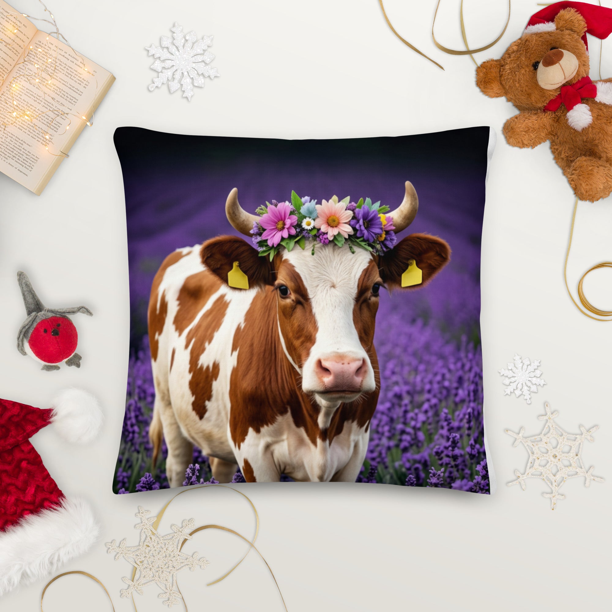 Lavender Field Heifer Premium Pillow - ThatBoutqiueStore