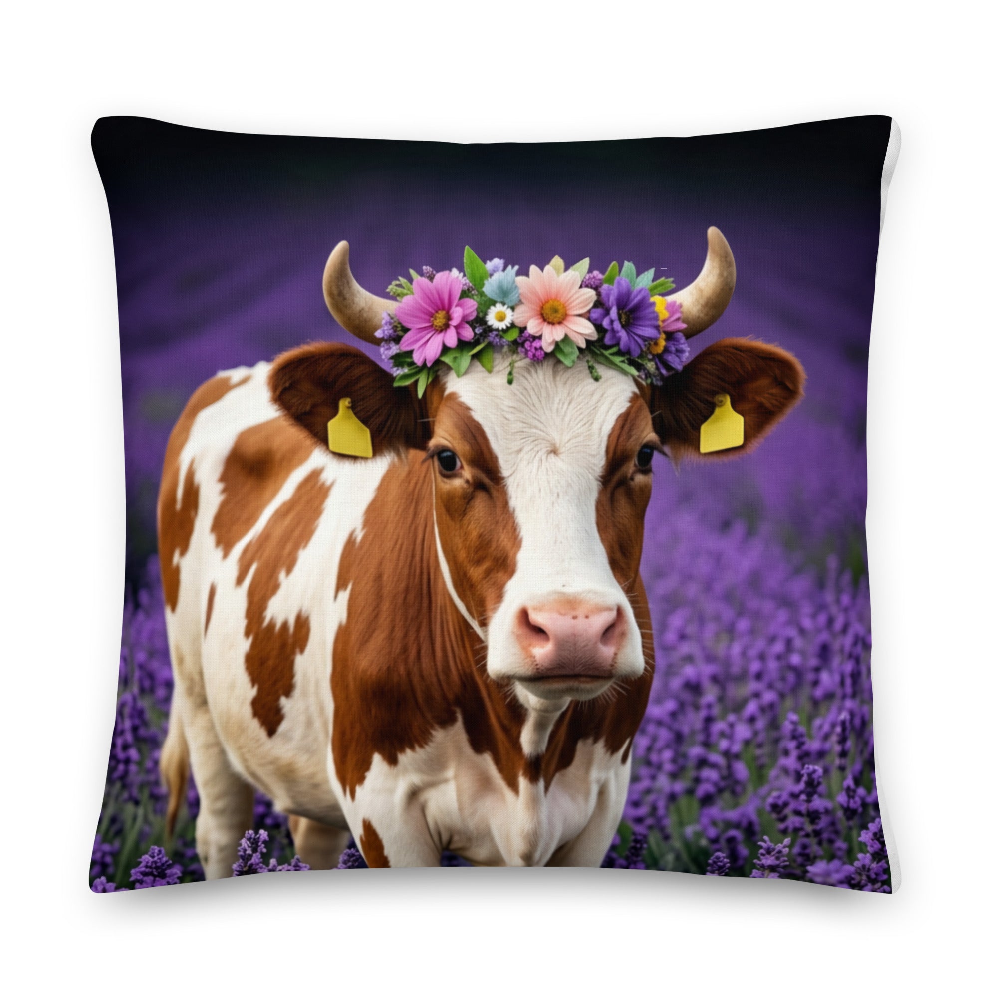 Lavender Field Heifer Premium Pillow - ThatBoutqiueStore