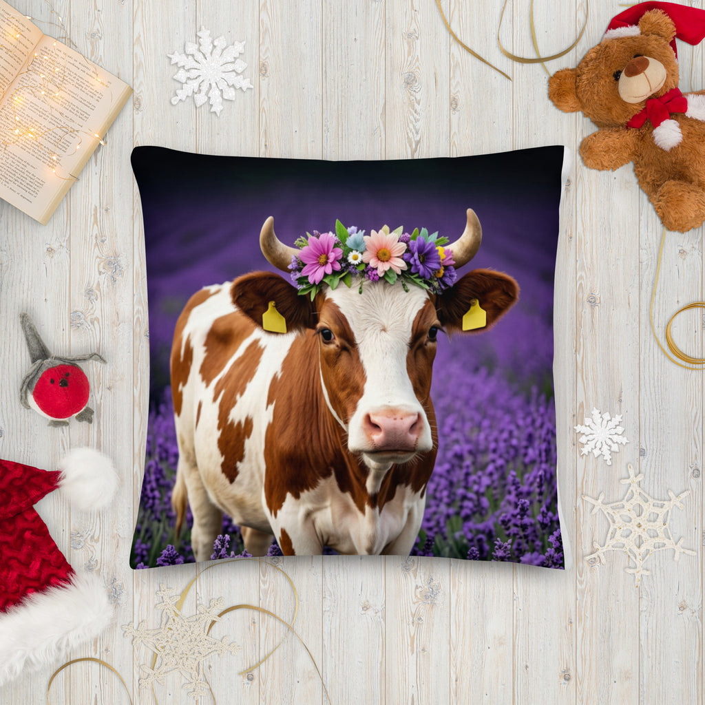 Lavender Field Heifer Premium Pillow - ThatBoutqiueStore