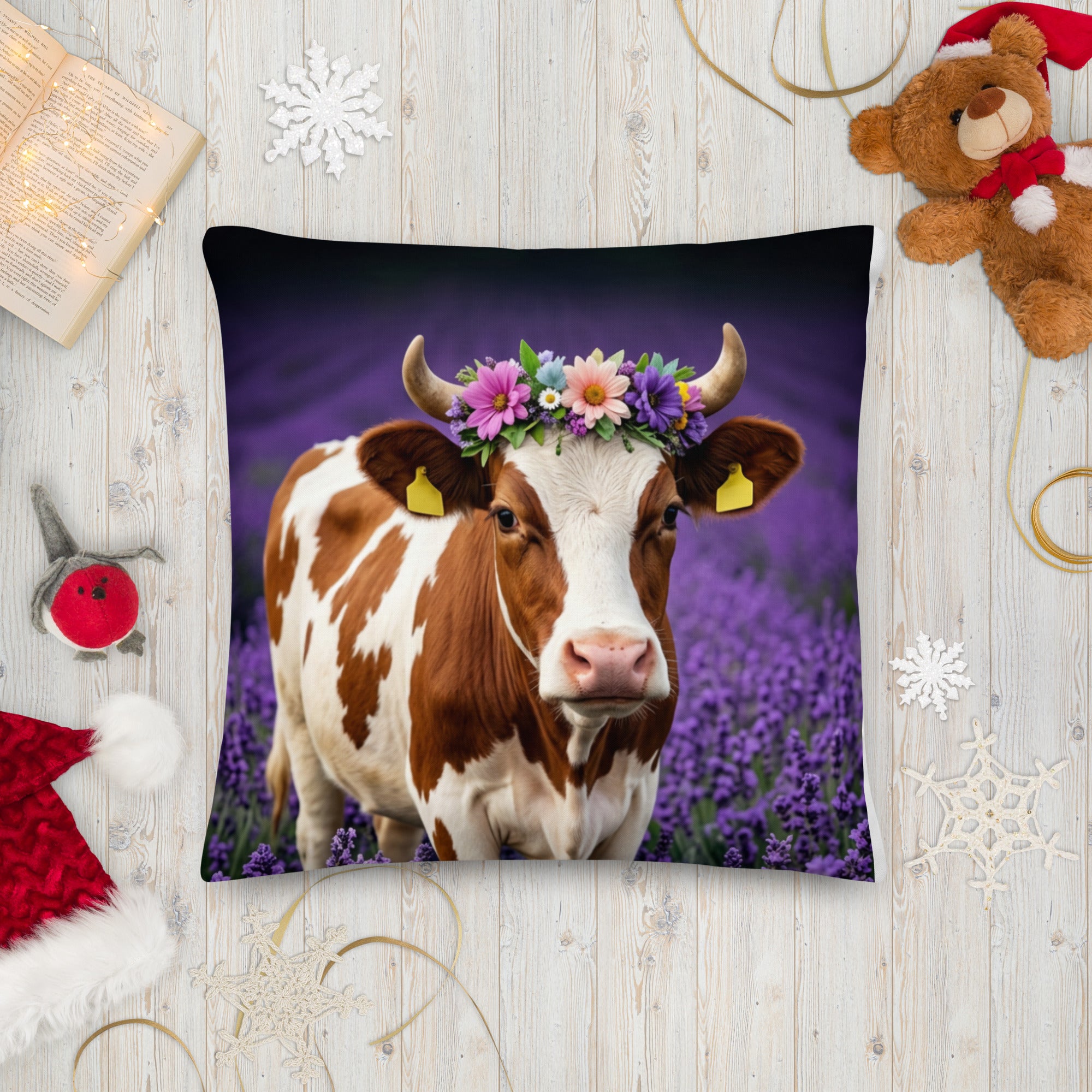 Lavender Field Heifer Premium Pillow - ThatBoutqiueStore