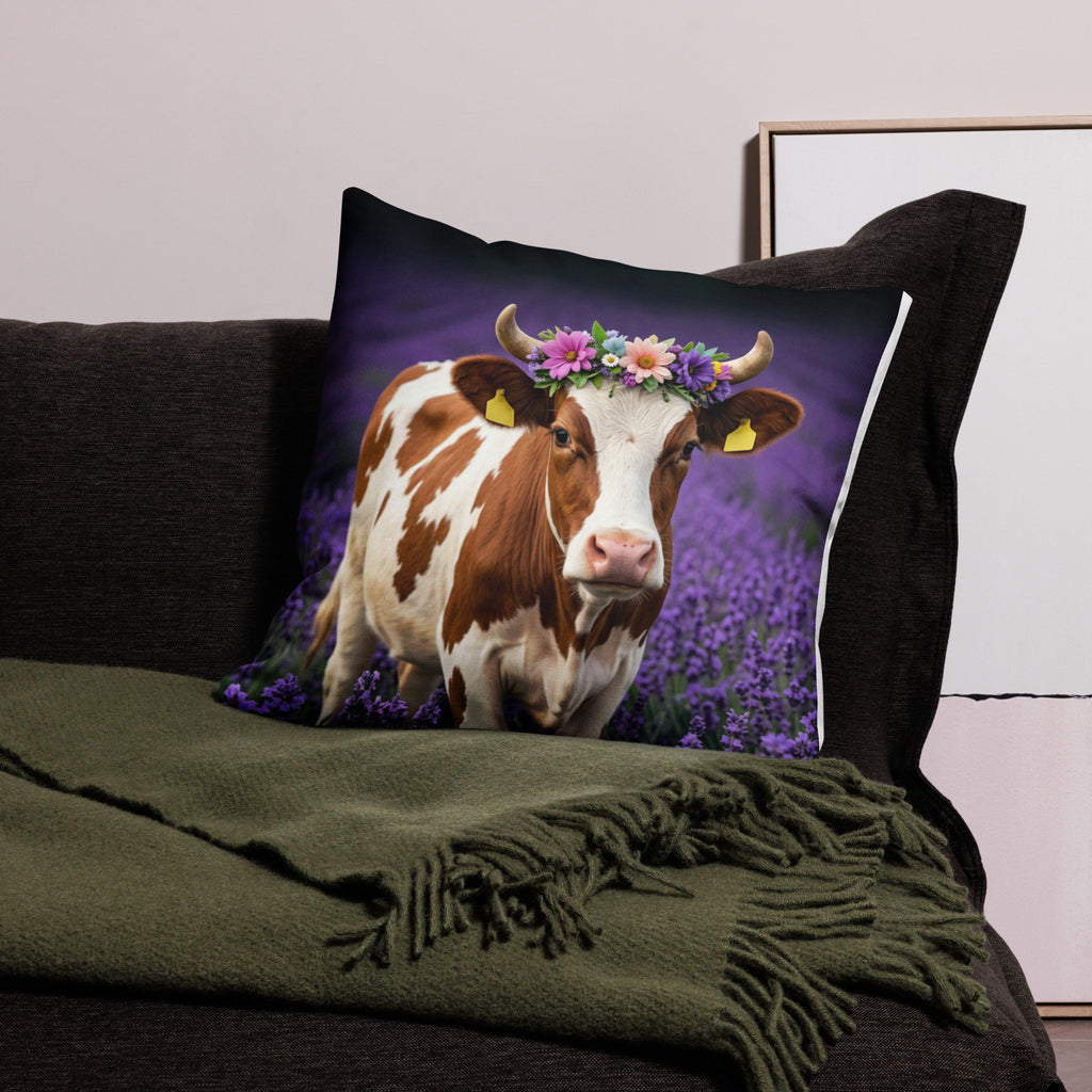 Lavender Field Heifer Premium Pillow - ThatBoutqiueStore