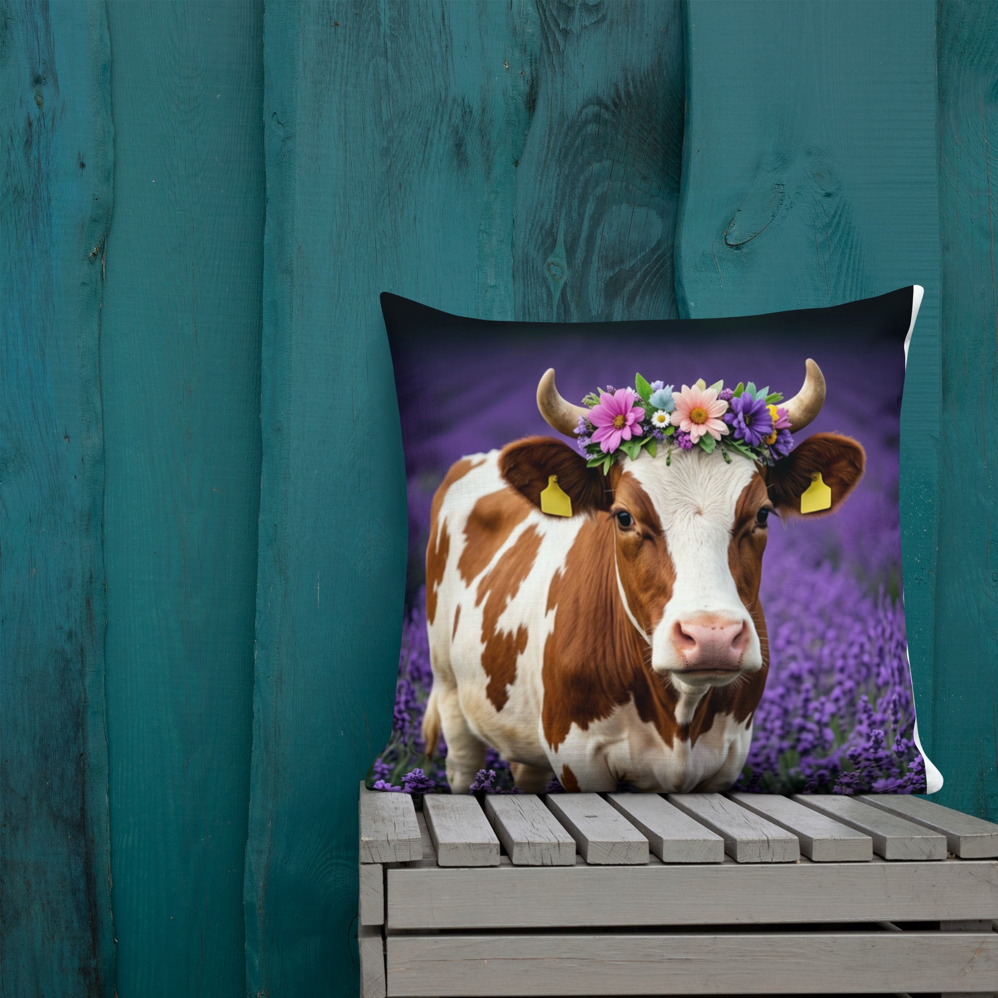Lavender Field Heifer Premium Pillow - ThatBoutqiueStore