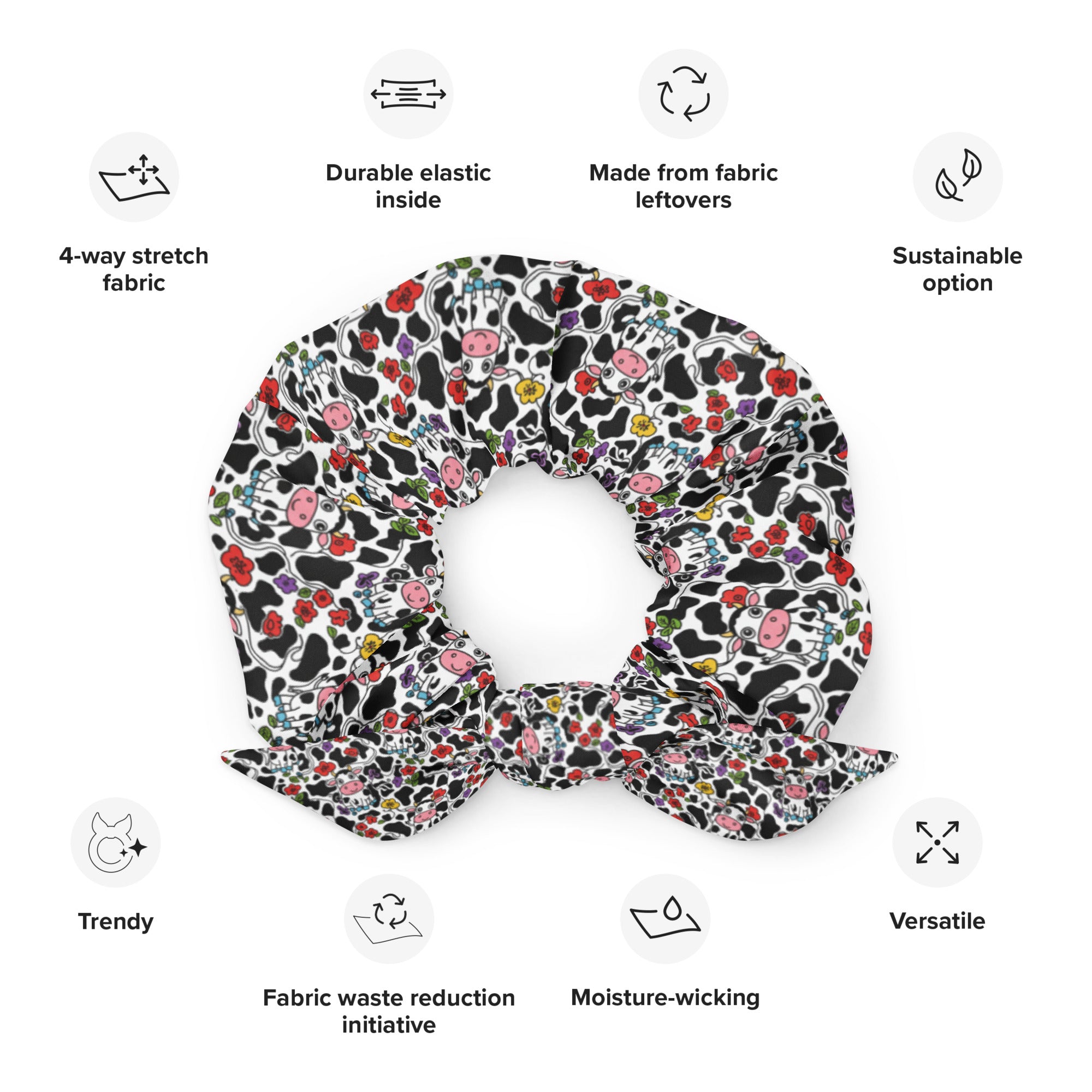 Cows & Mushrooms Recycled Scrunchie - ThatBoutqiueStore