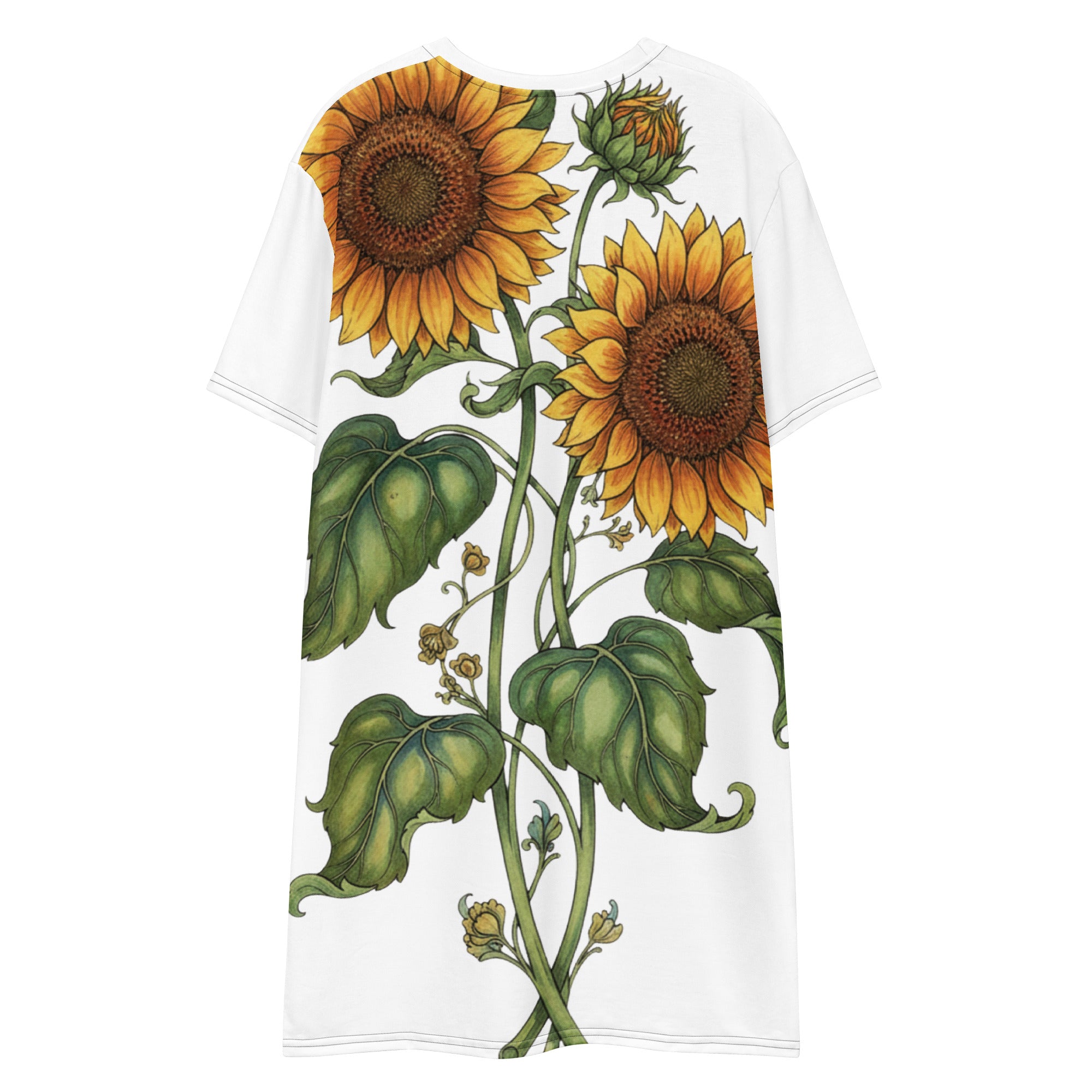 Double print Twin Sunflowers T-shirt dress - ThatBoutqiueStore