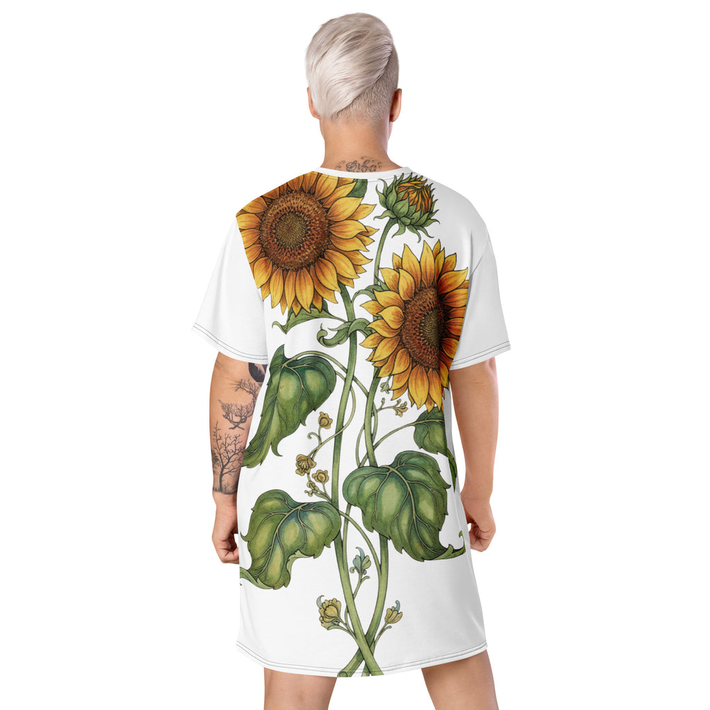 Double print Twin Sunflowers T-shirt dress - ThatBoutqiueStore