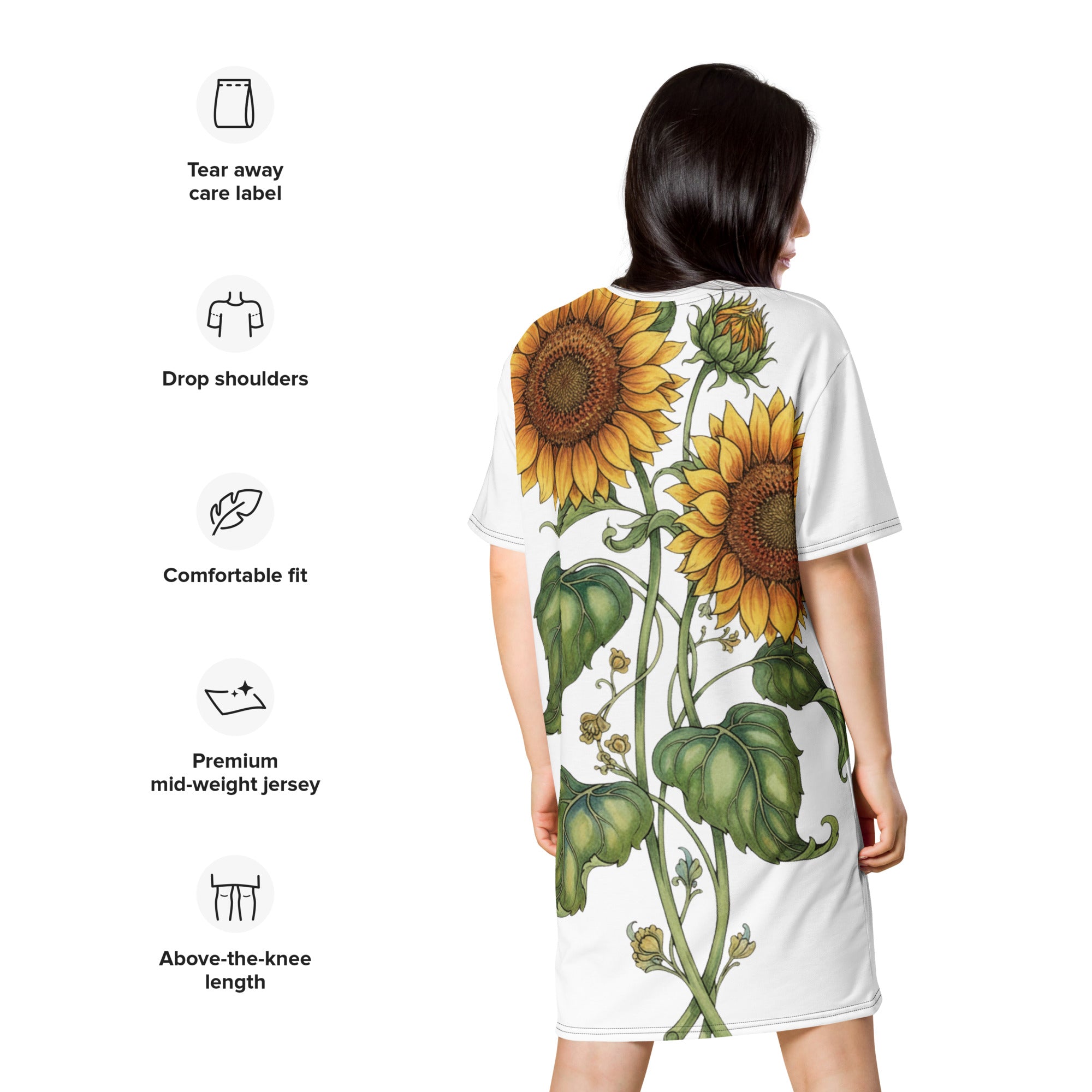 Double print Twin Sunflowers T-shirt dress - ThatBoutqiueStore