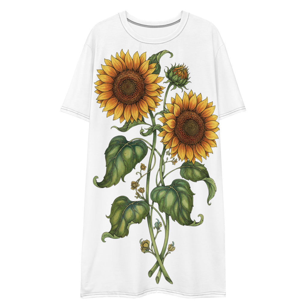 Double print Twin Sunflowers T-shirt dress - ThatBoutqiueStore