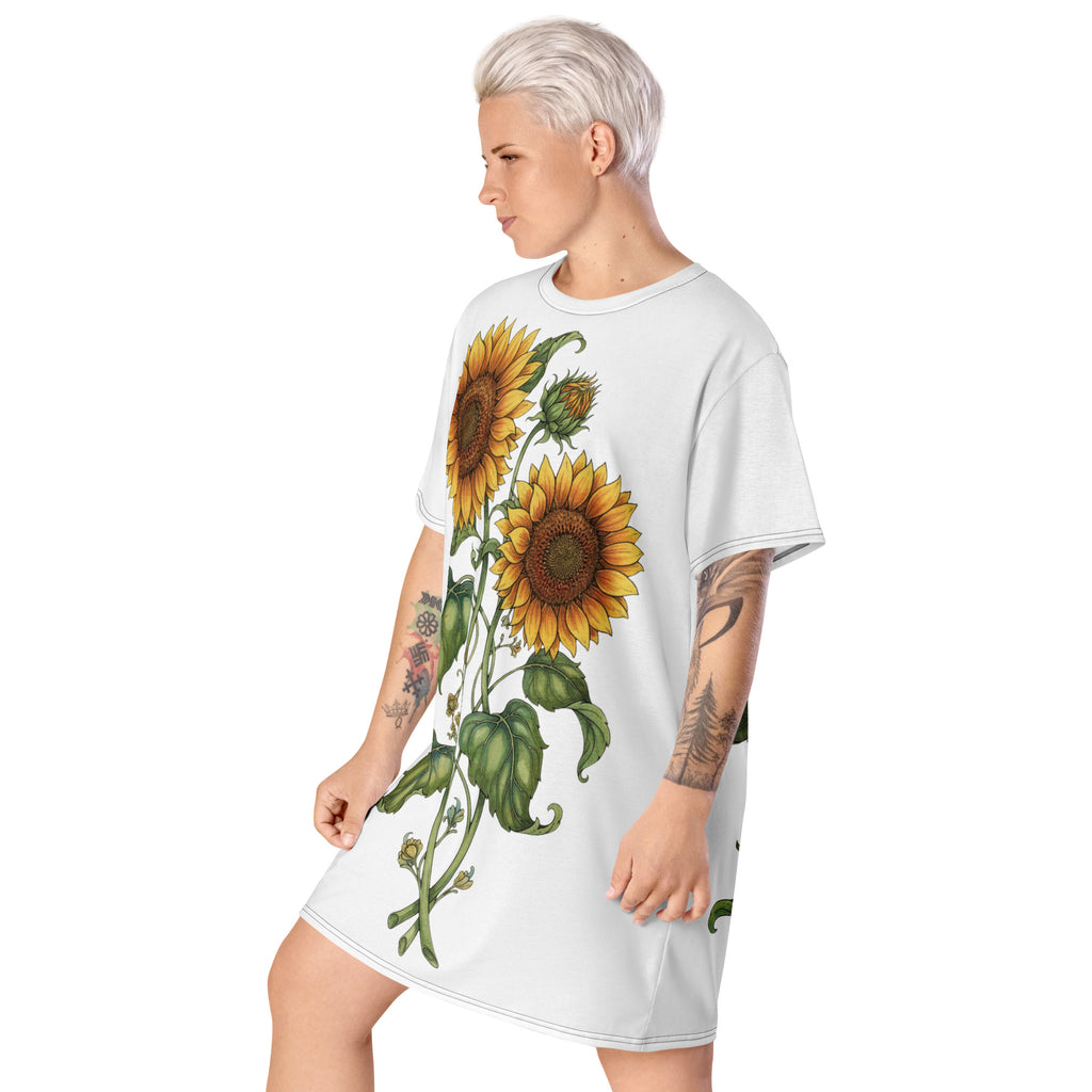 Double print Twin Sunflowers T-shirt dress - ThatBoutqiueStore