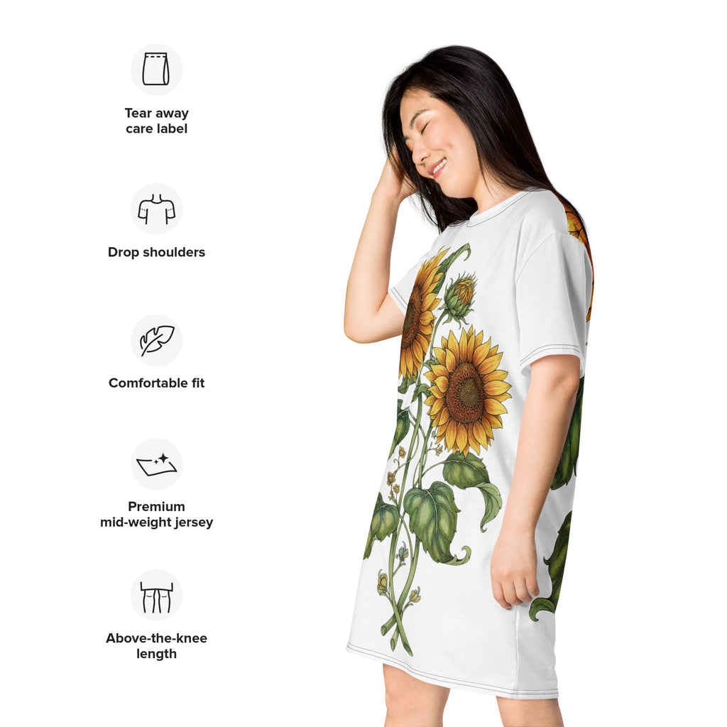 Double print Twin Sunflowers T-shirt dress - ThatBoutqiueStore