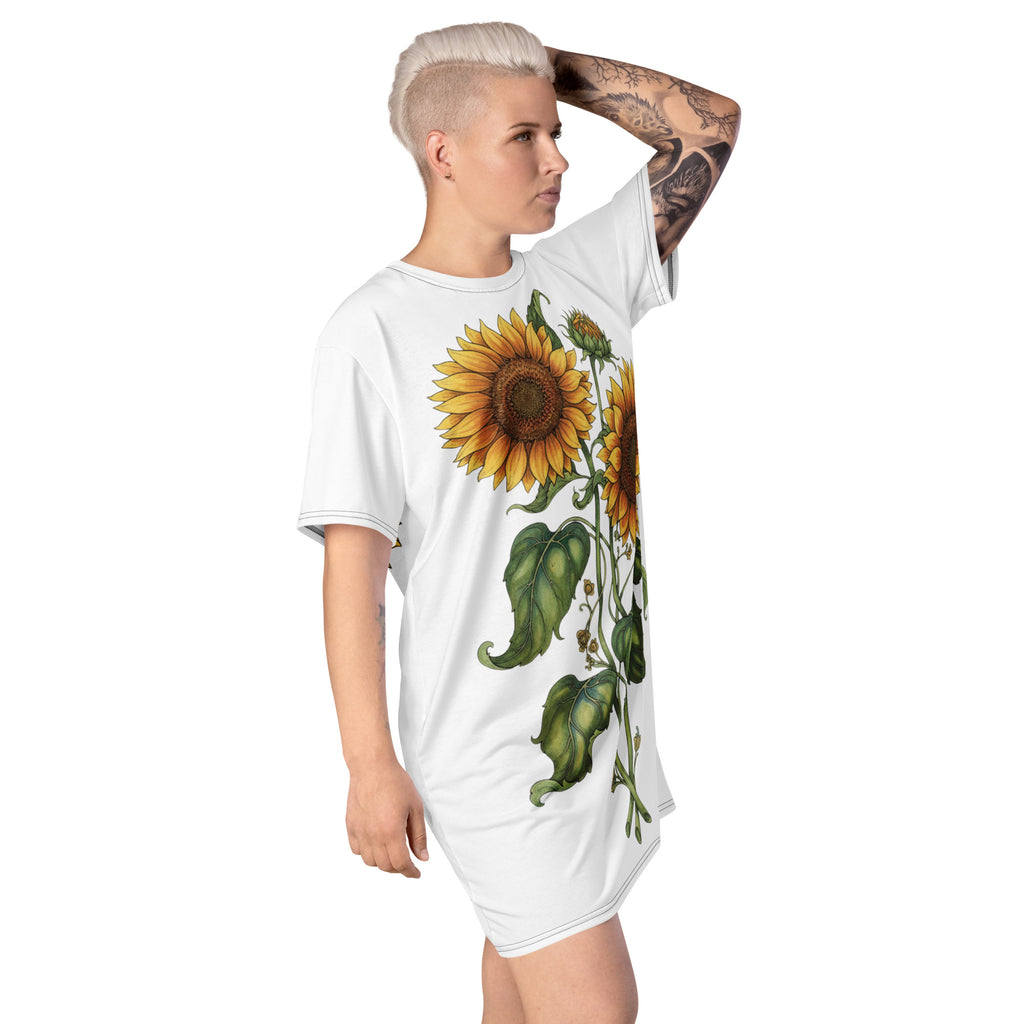 Double print Twin Sunflowers T-shirt dress - ThatBoutqiueStore