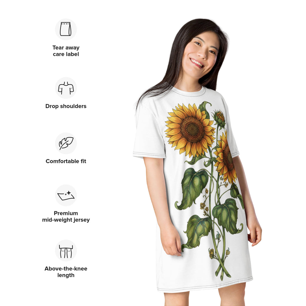 Double print Twin Sunflowers T-shirt dress - ThatBoutqiueStore