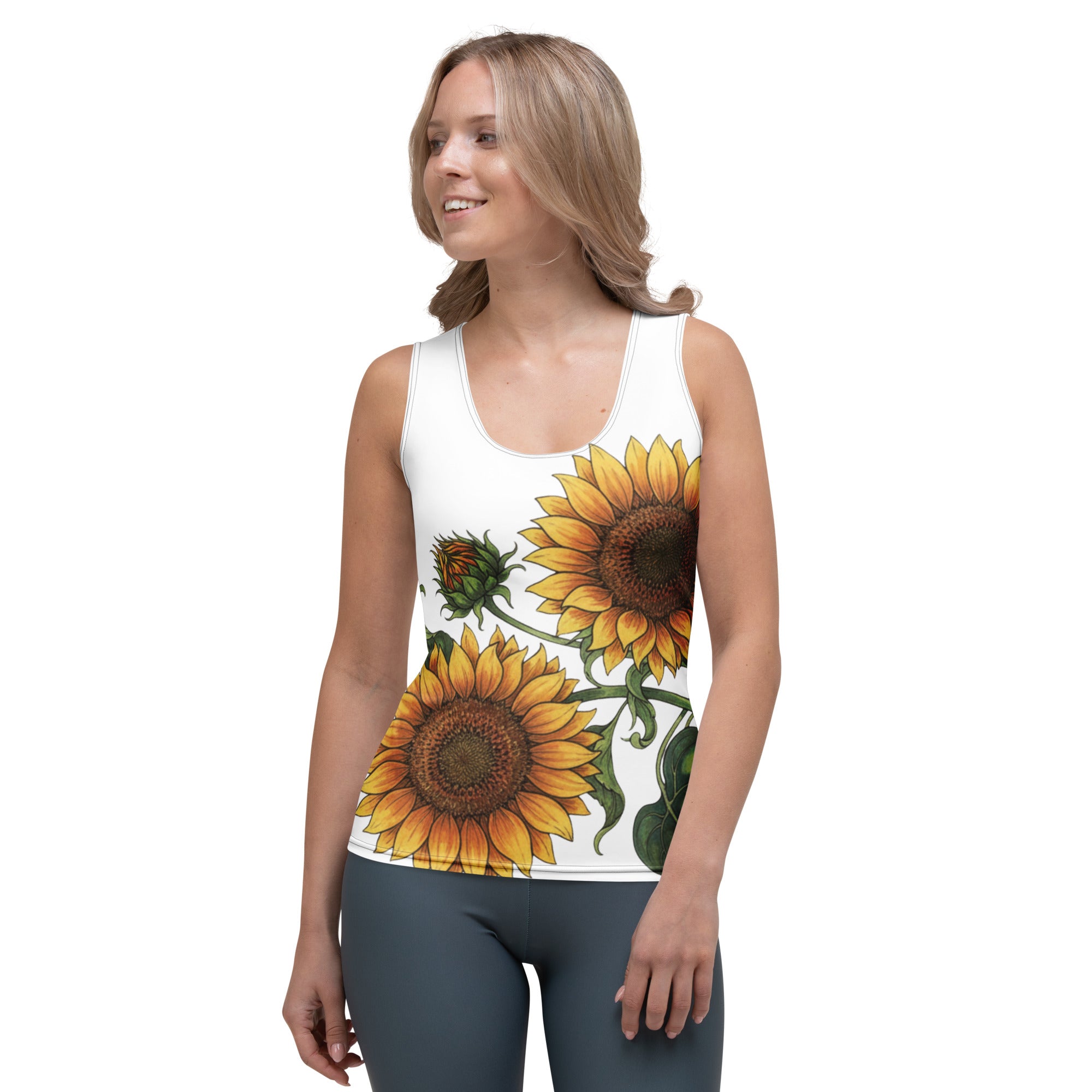 Twin Sunflower Sublimation Cut & Sew Tank Top - ThatBoutqiueStore