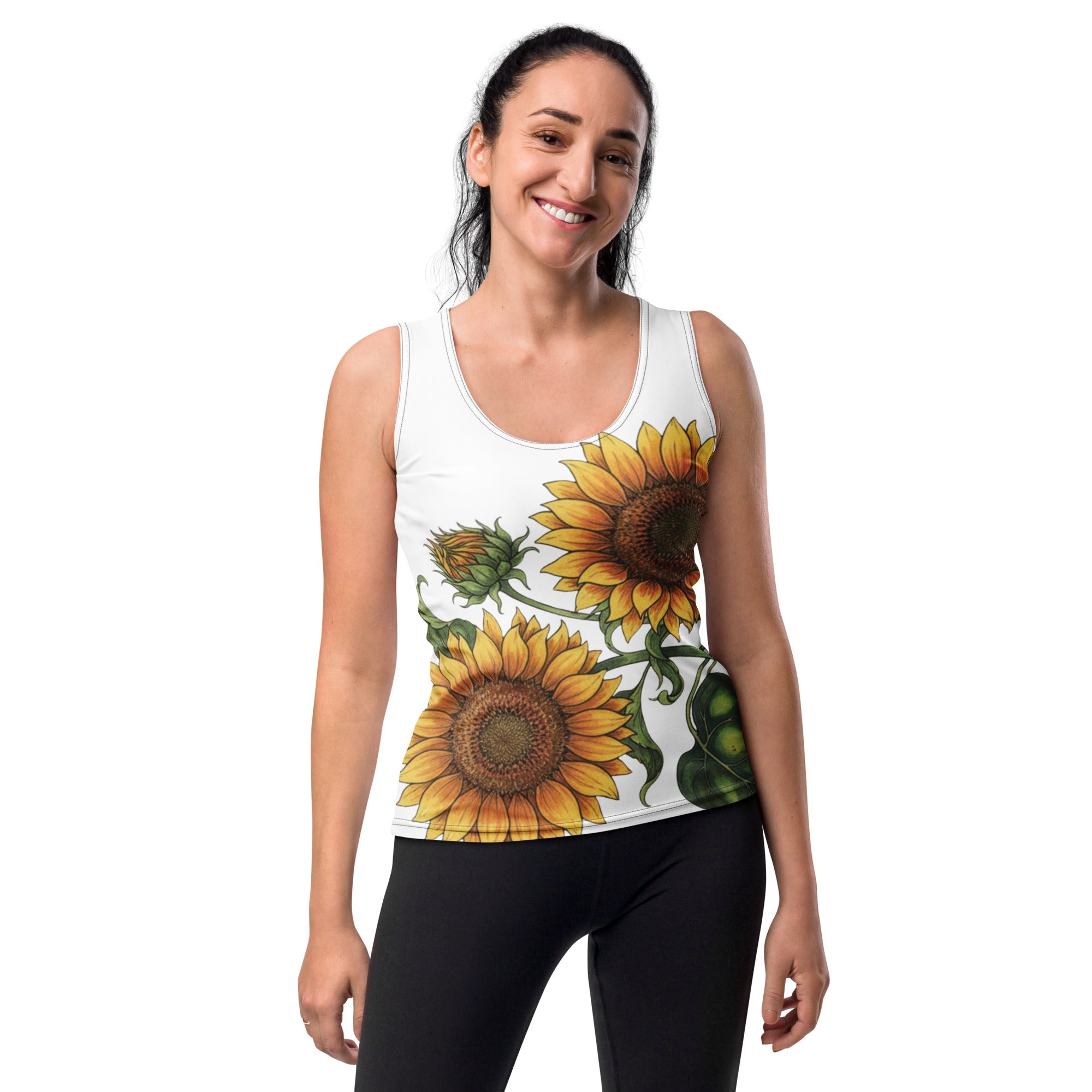 Twin Sunflower Sublimation Cut & Sew Tank Top - ThatBoutqiueStore