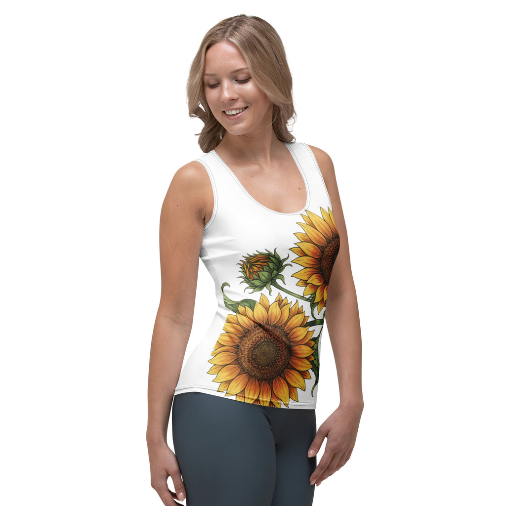 Twin Sunflower Sublimation Cut & Sew Tank Top - ThatBoutqiueStore