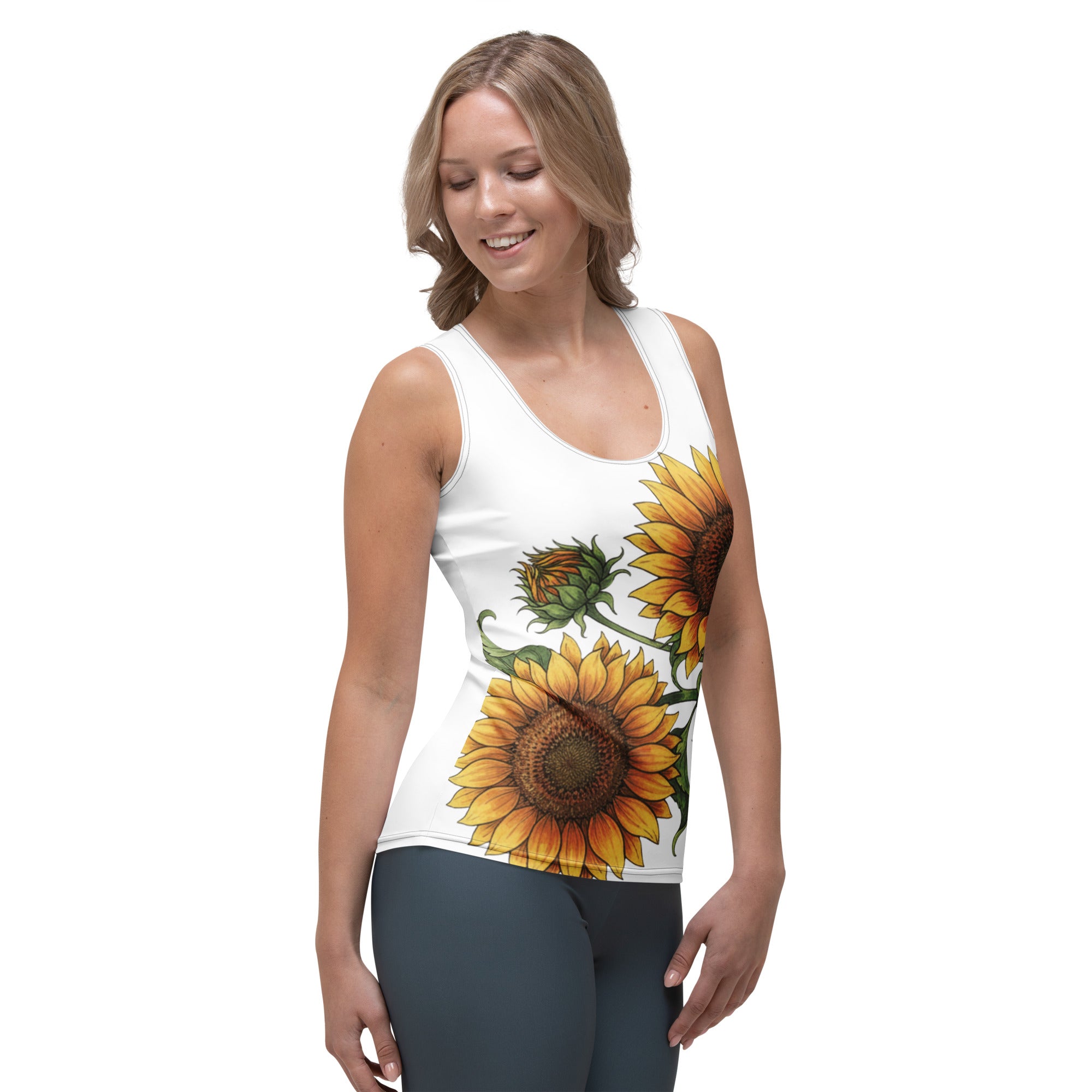 Twin Sunflower Sublimation Cut & Sew Tank Top - ThatBoutqiueStore
