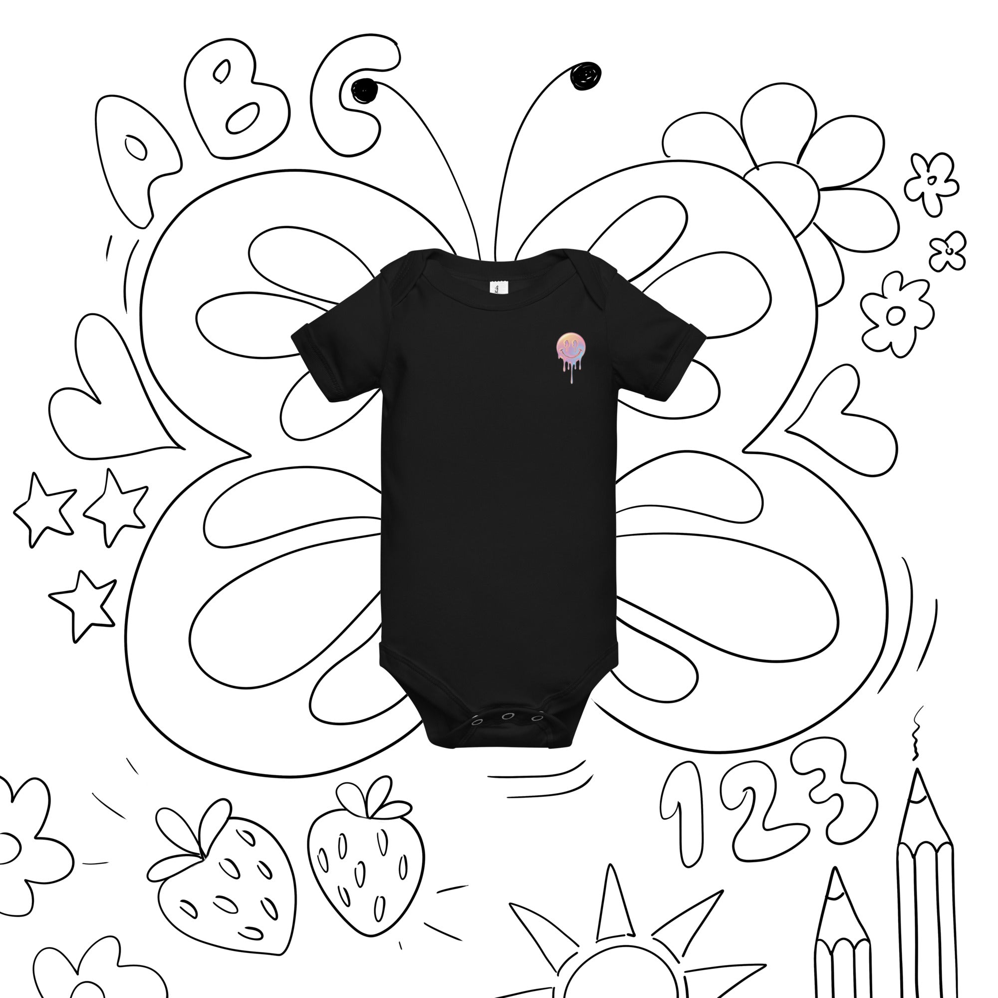 Small Print of Mellow Smiley Baby short sleeve one piece - ThatBoutqiueStore
