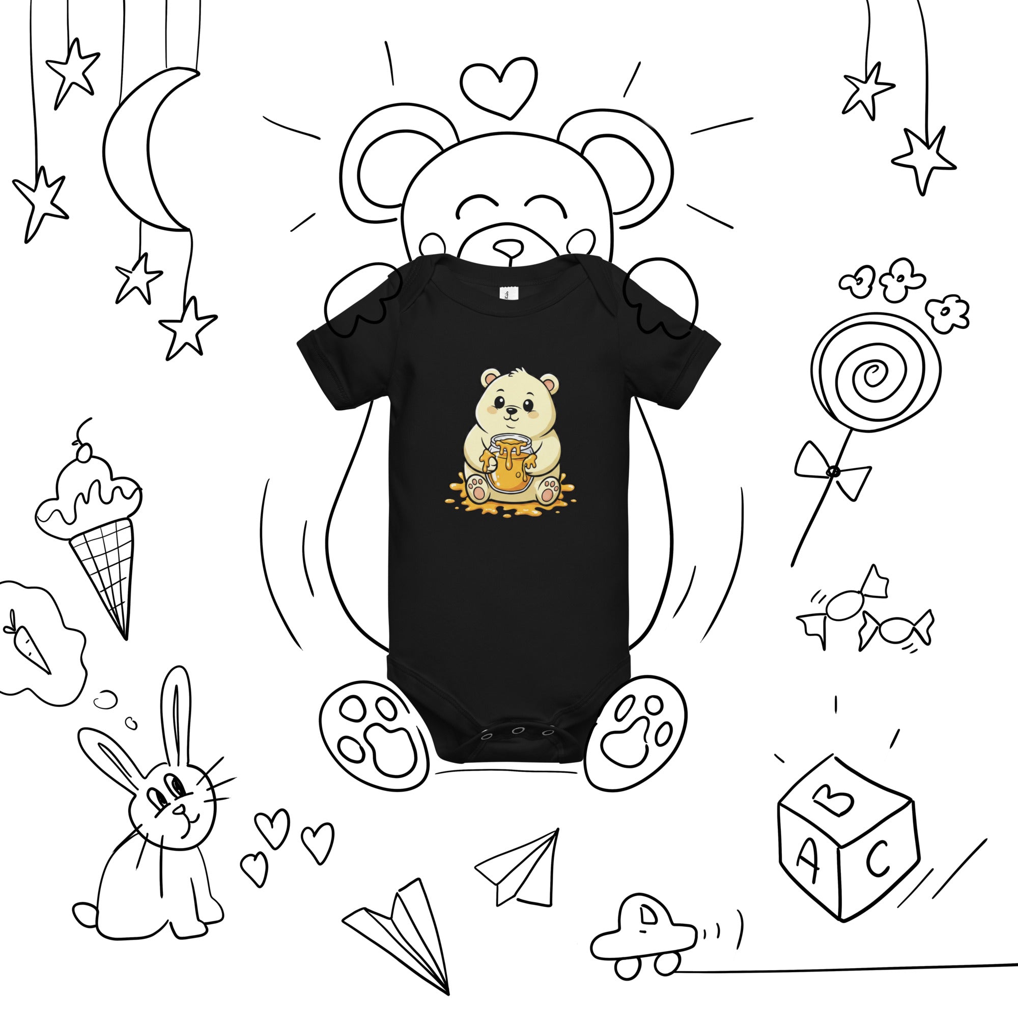Sweet Honey Bear Baby short sleeve one piece - ThatBoutqiueStore