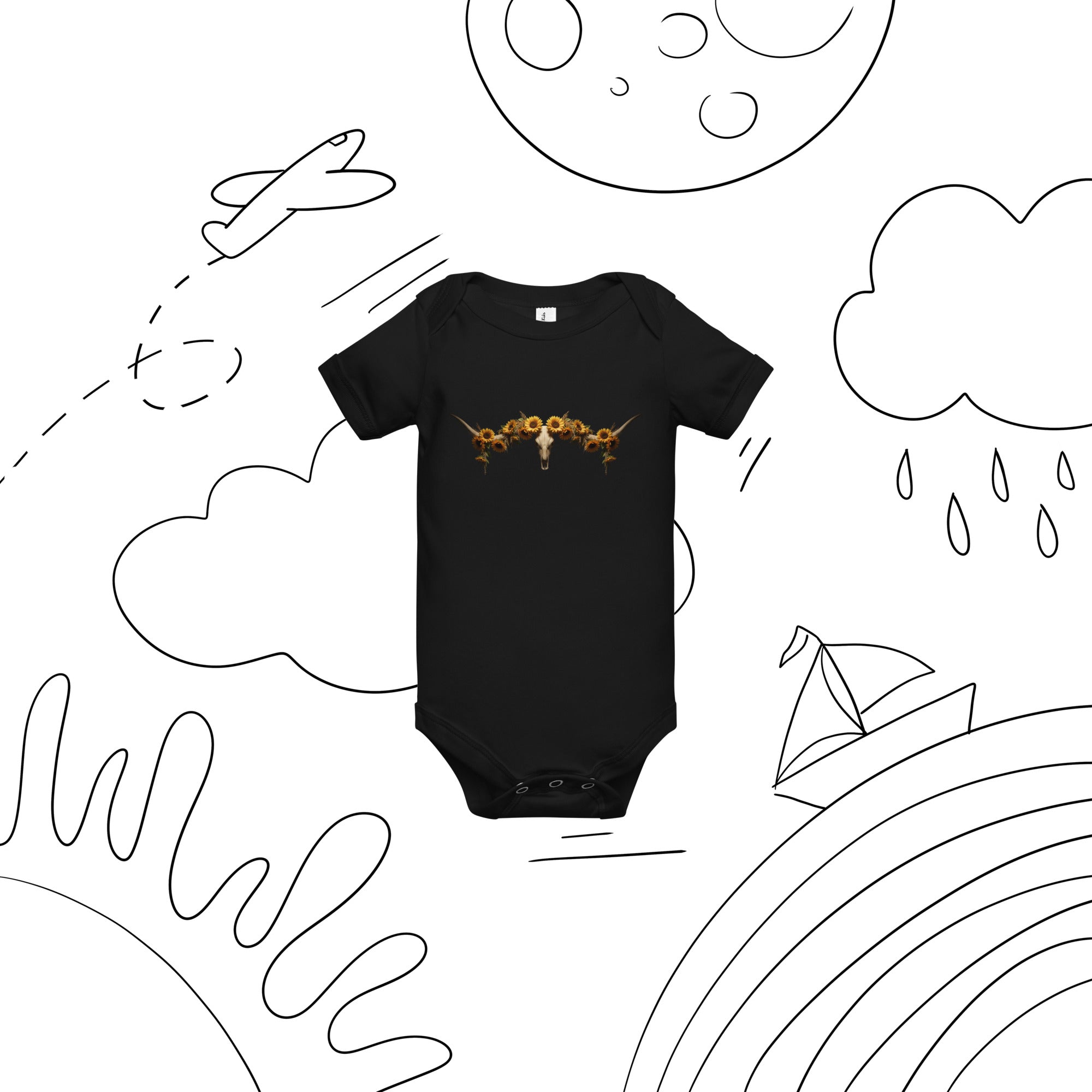 Sunflowers & Steer Baby Short Sleeve One Piece - ThatBoutqiueStore