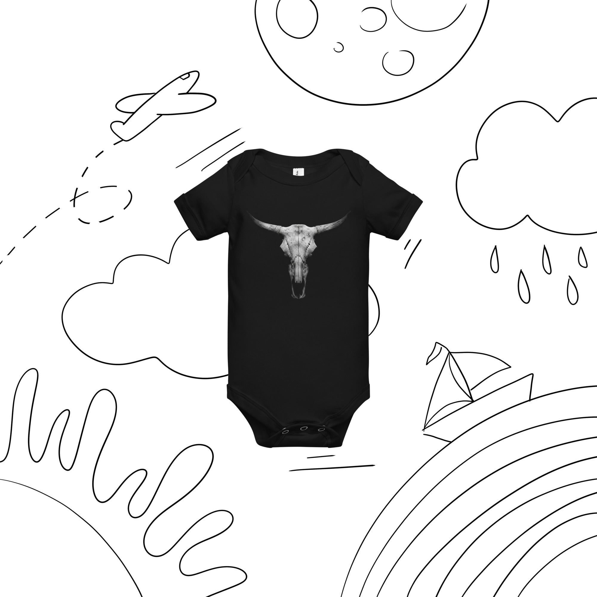 Steer Skull Baby Short Sleeve One Piece - ThatBoutqiueStore