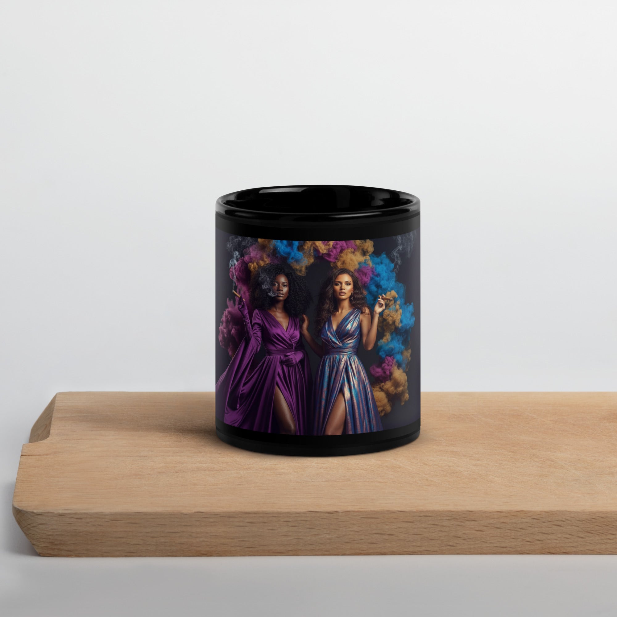 Lady G's surrounded by colorful smoke Black Glossy Mug - ThatBoutqiueStore