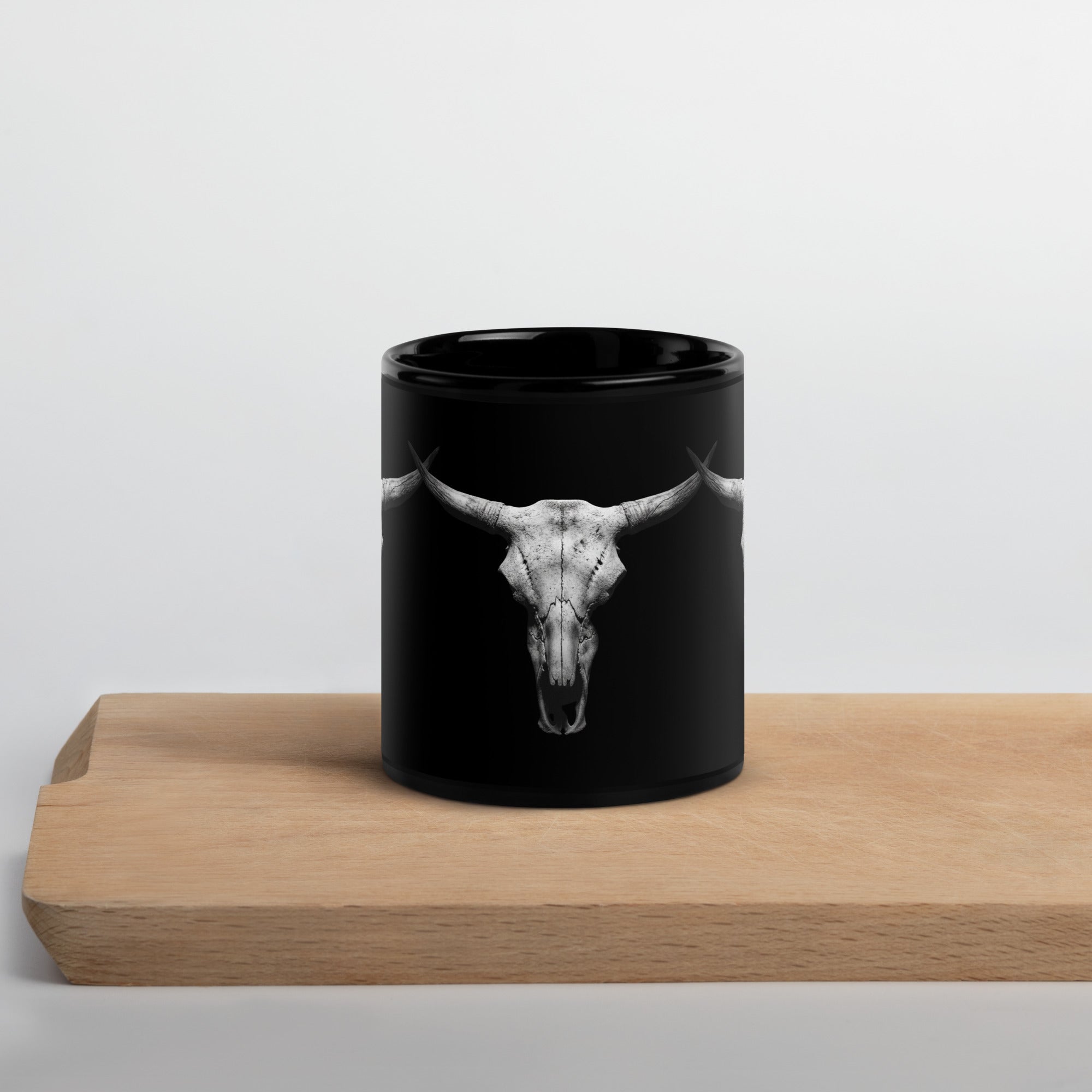 Steer Skull Black Glossy Mug - ThatBoutqiueStore