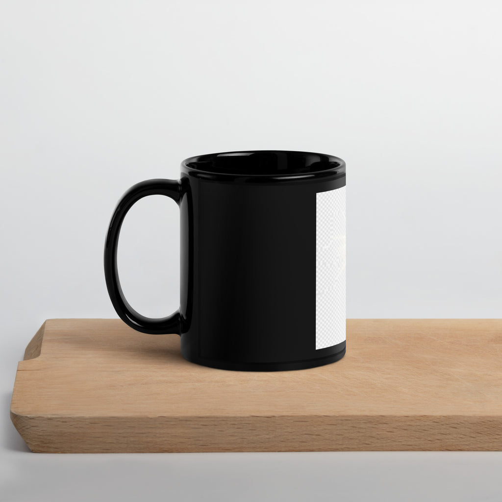 Black Glossy Mug with Glowing Golden Cross - ThatBoutqiueStore