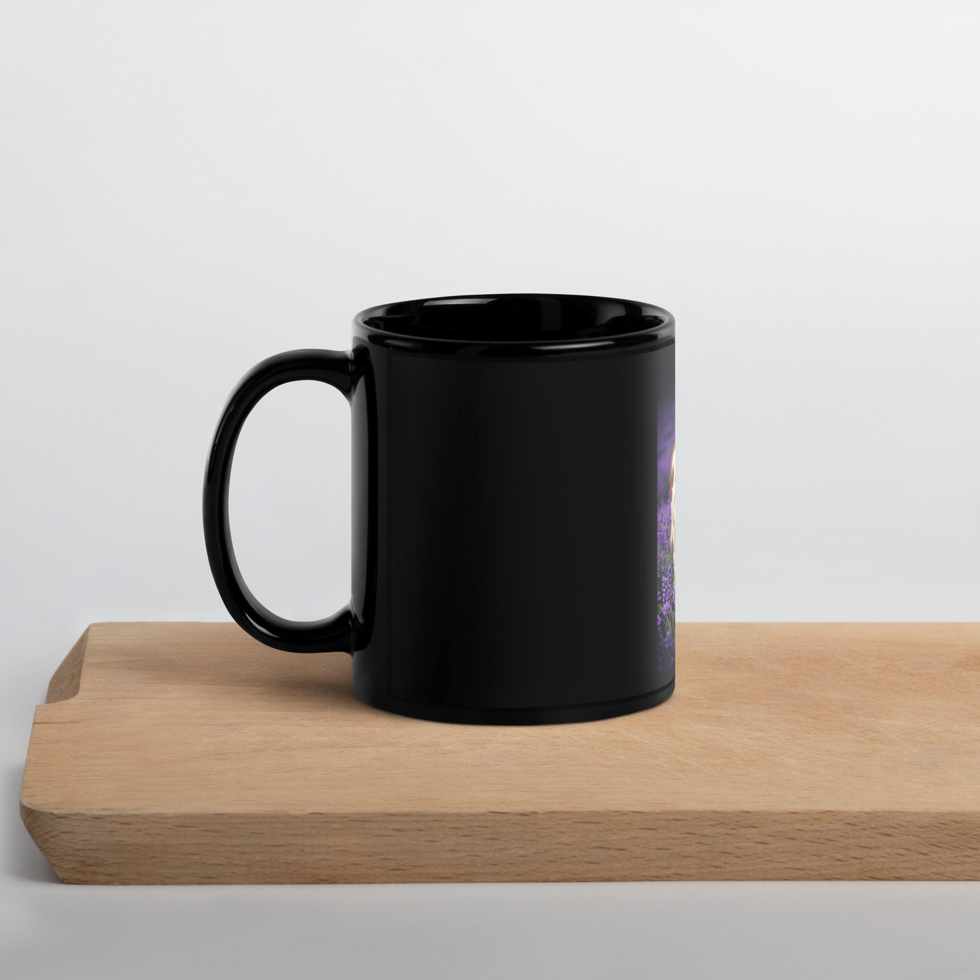 Lavender Floral Halo Heifer Black Glossy Mug - ThatBoutqiueStore