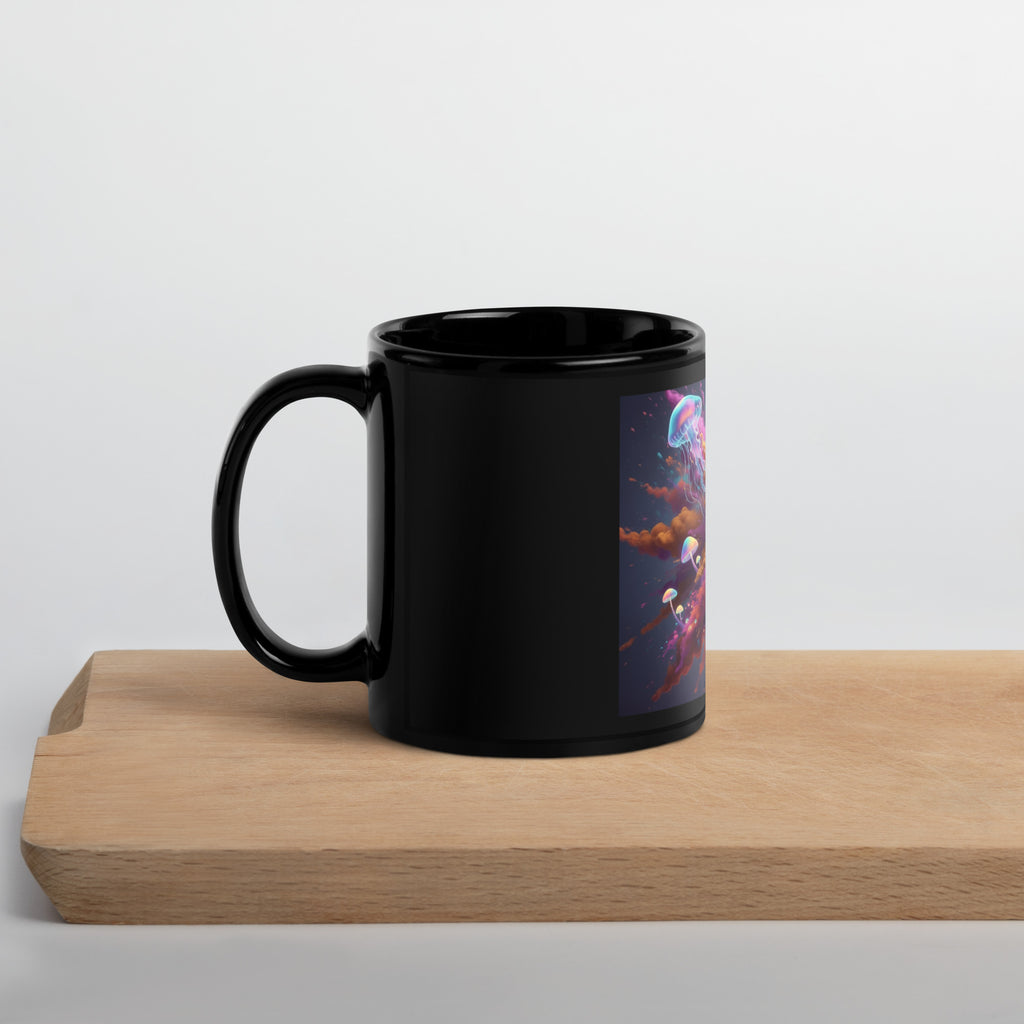 Colorful Smoke, Jellyfish & Mushroom Black Glossy Mug - ThatBoutqiueStore