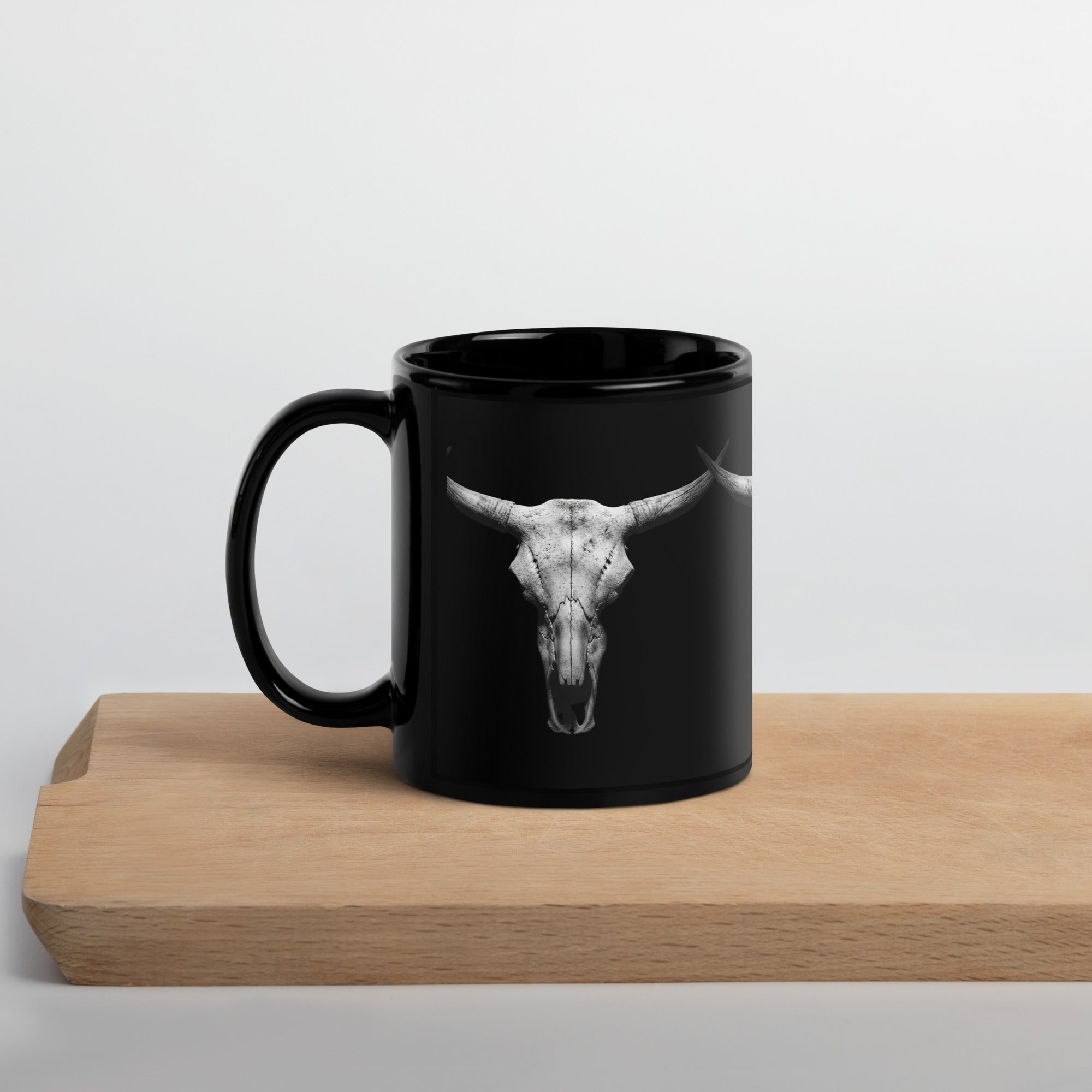 Steer Skull Black Glossy Mug - ThatBoutqiueStore