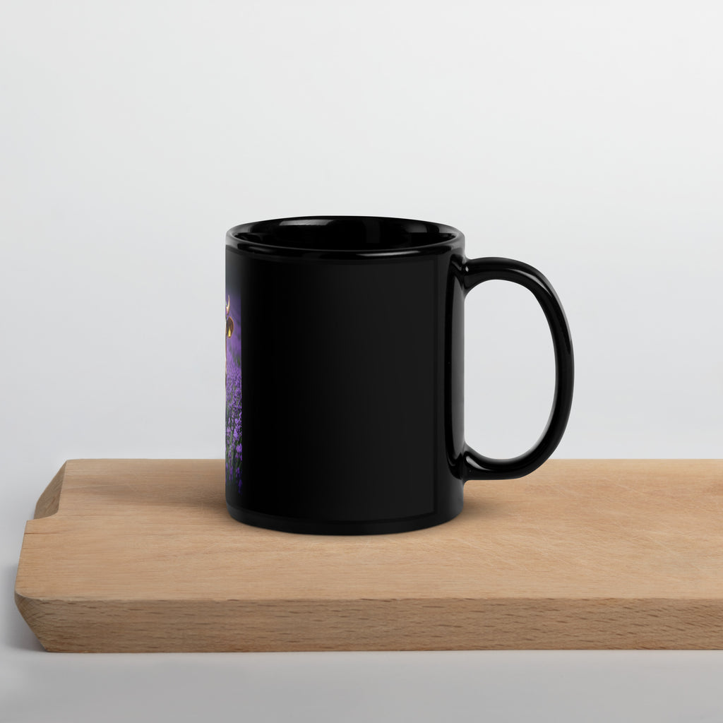 Lavender Floral Halo Heifer Black Glossy Mug - ThatBoutqiueStore