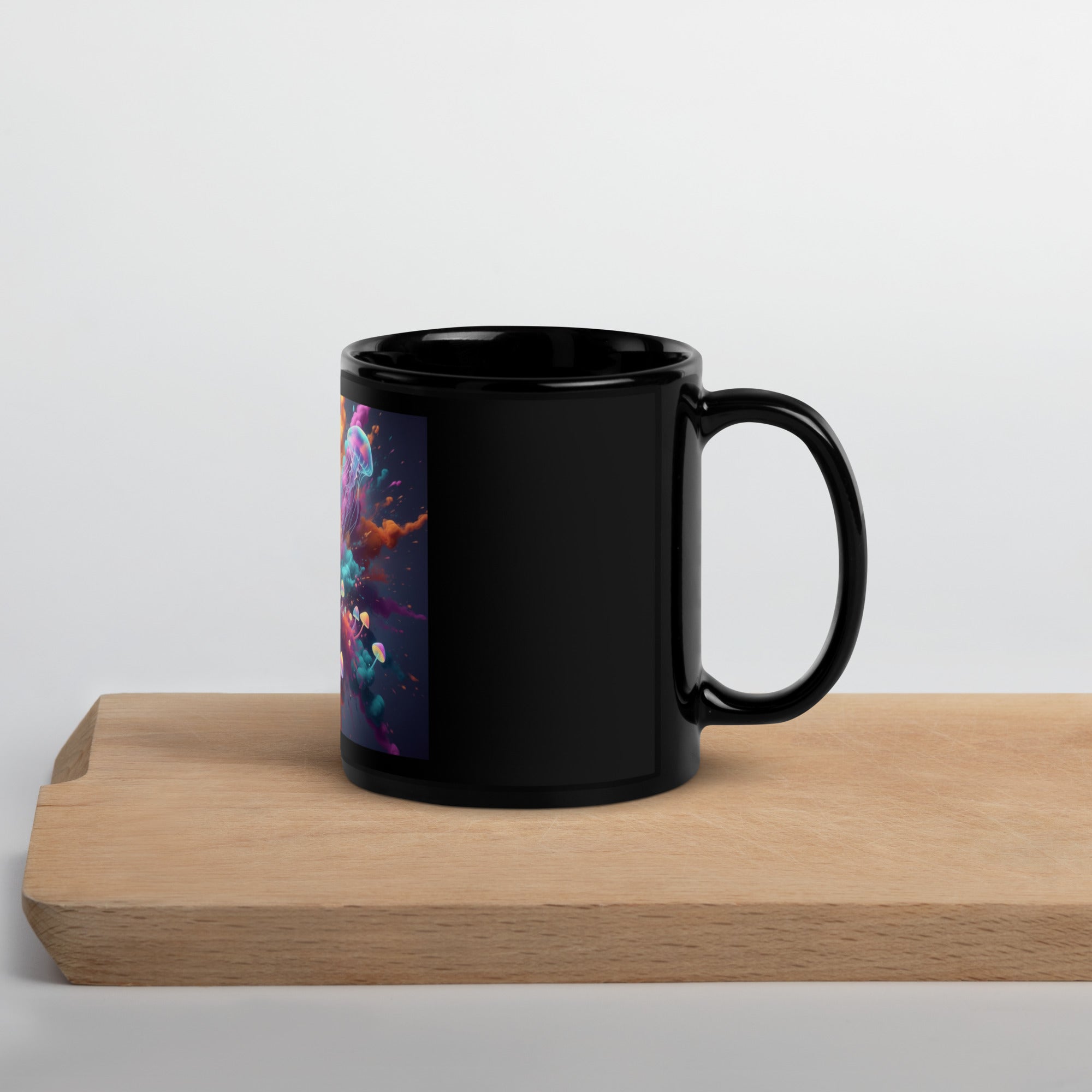 Colorful Smoke, Jellyfish & Mushroom Black Glossy Mug - ThatBoutqiueStore