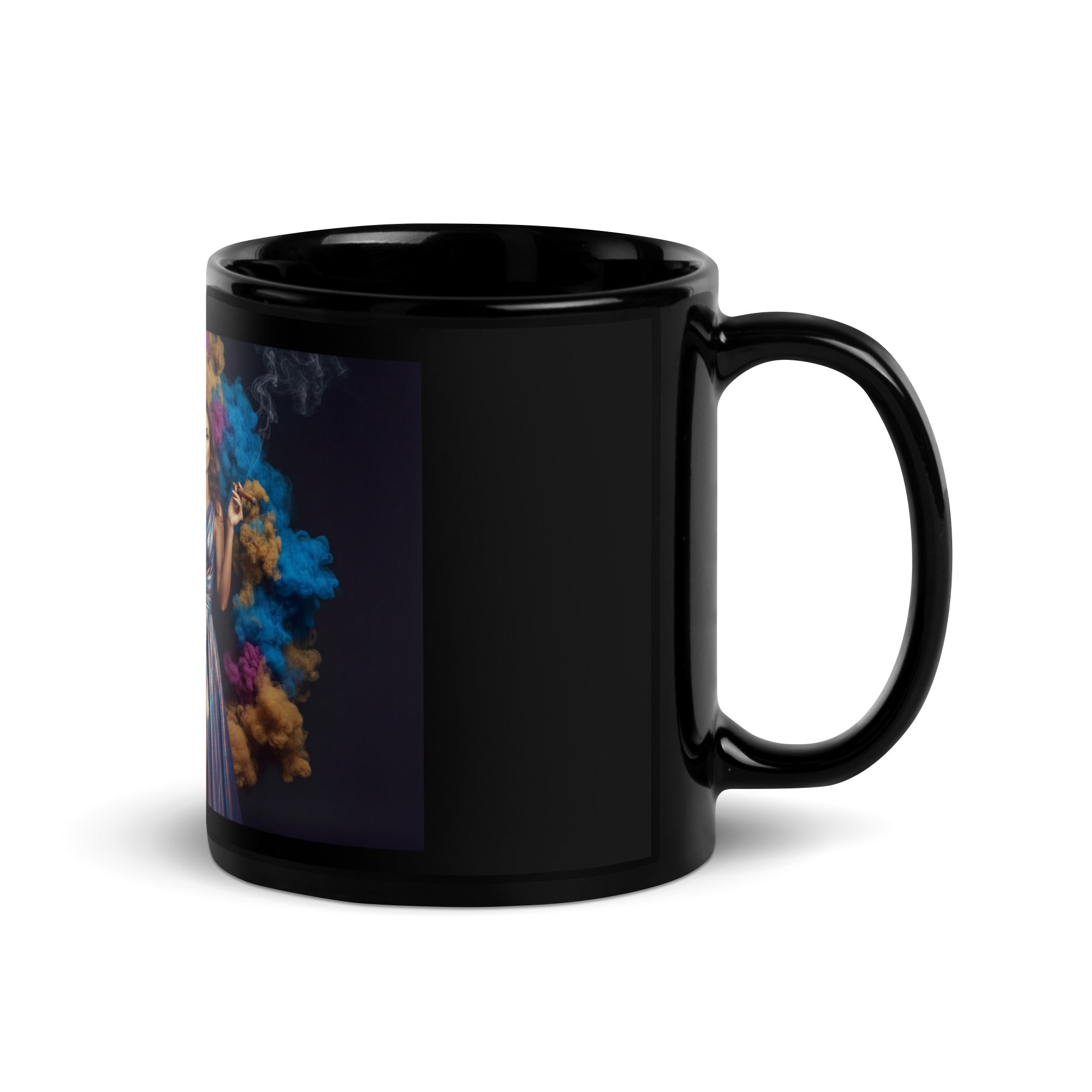 Lady G's surrounded by colorful smoke Black Glossy Mug - ThatBoutqiueStore