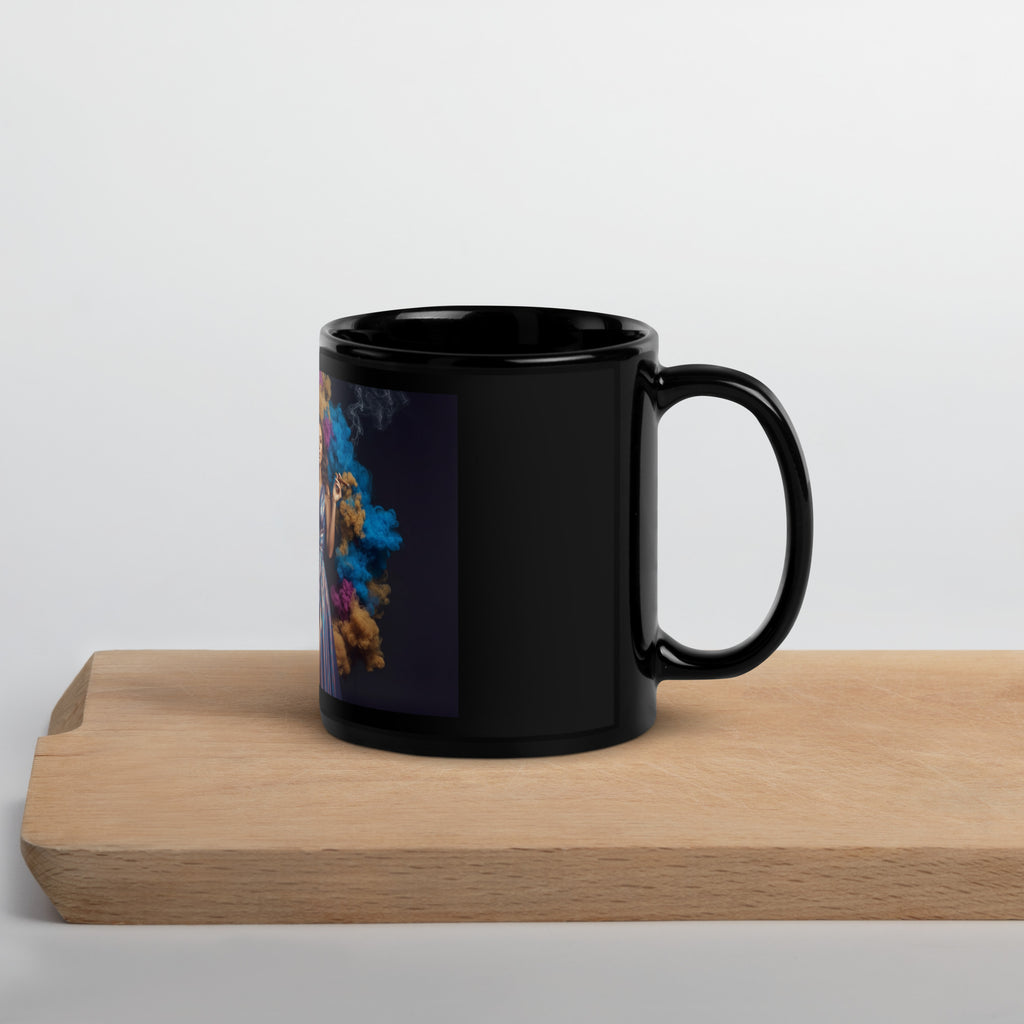 Lady G's surrounded by colorful smoke Black Glossy Mug - ThatBoutqiueStore