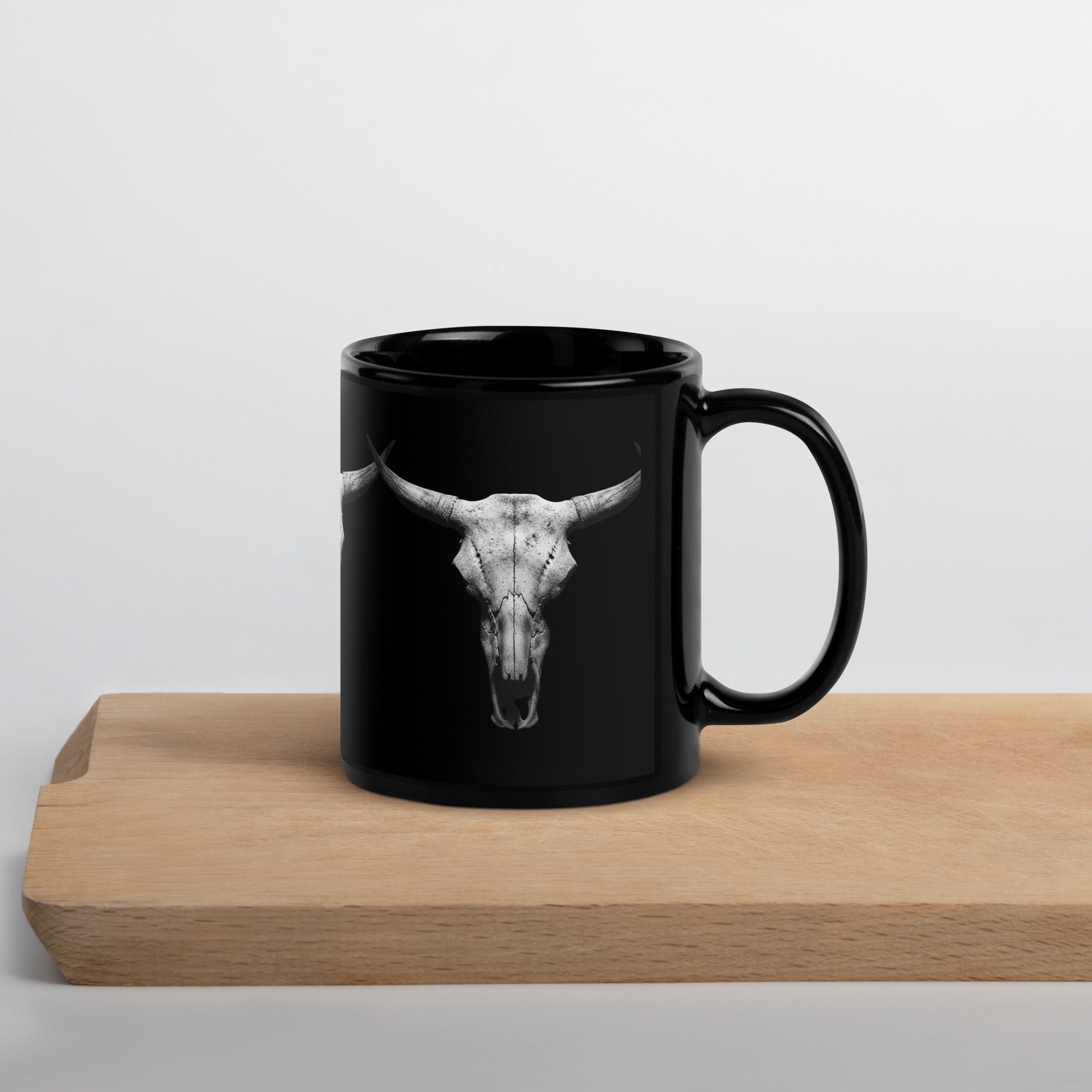 Steer Skull Black Glossy Mug - ThatBoutqiueStore