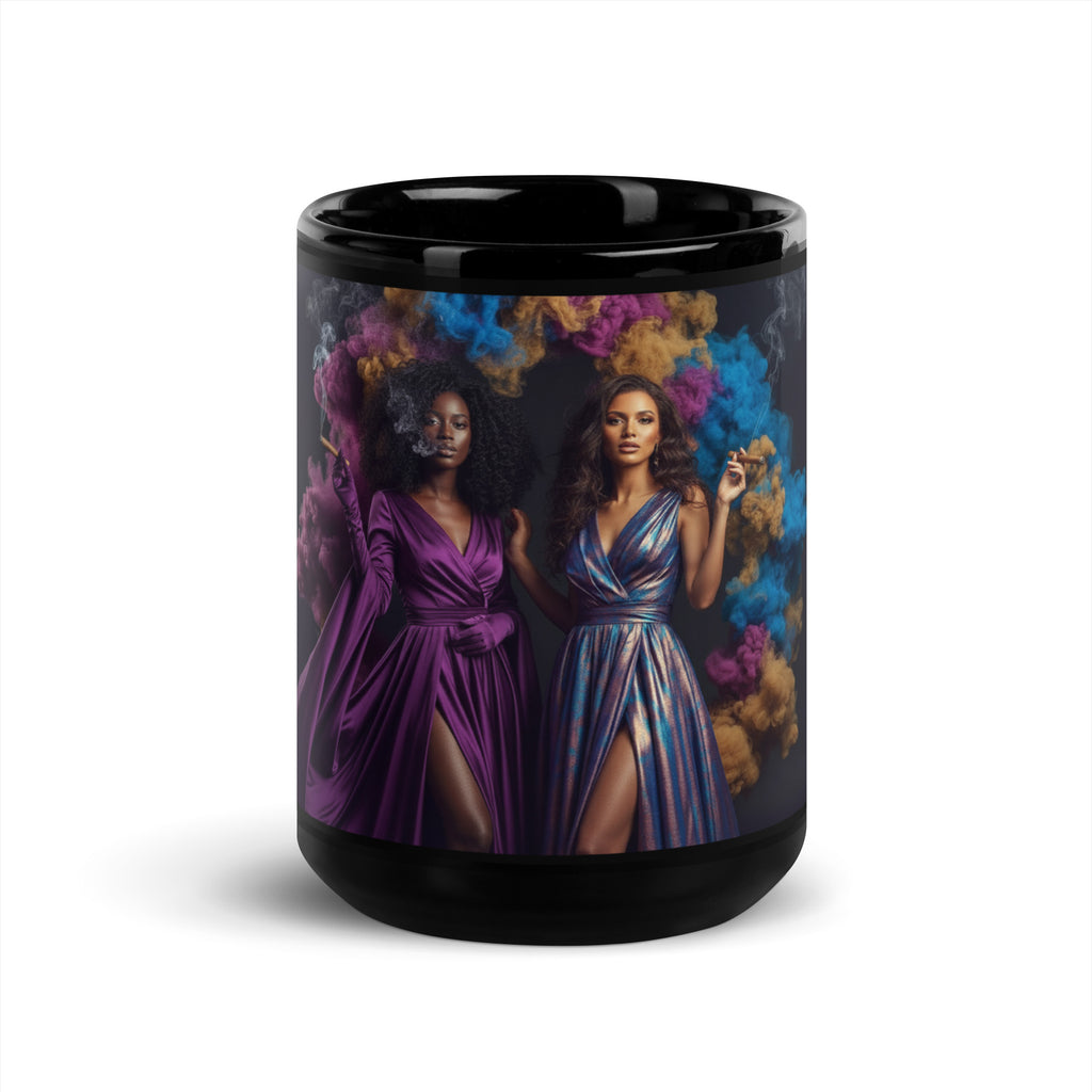Lady G's surrounded by colorful smoke Black Glossy Mug - ThatBoutqiueStore