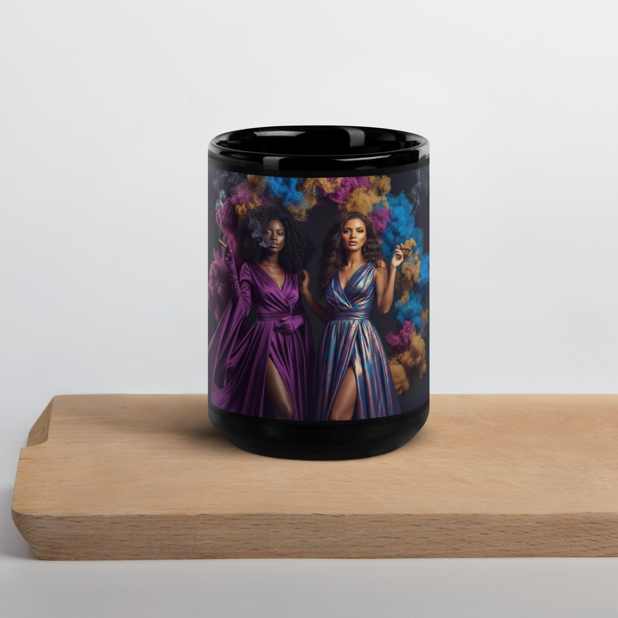 Lady G's surrounded by colorful smoke Black Glossy Mug - ThatBoutqiueStore