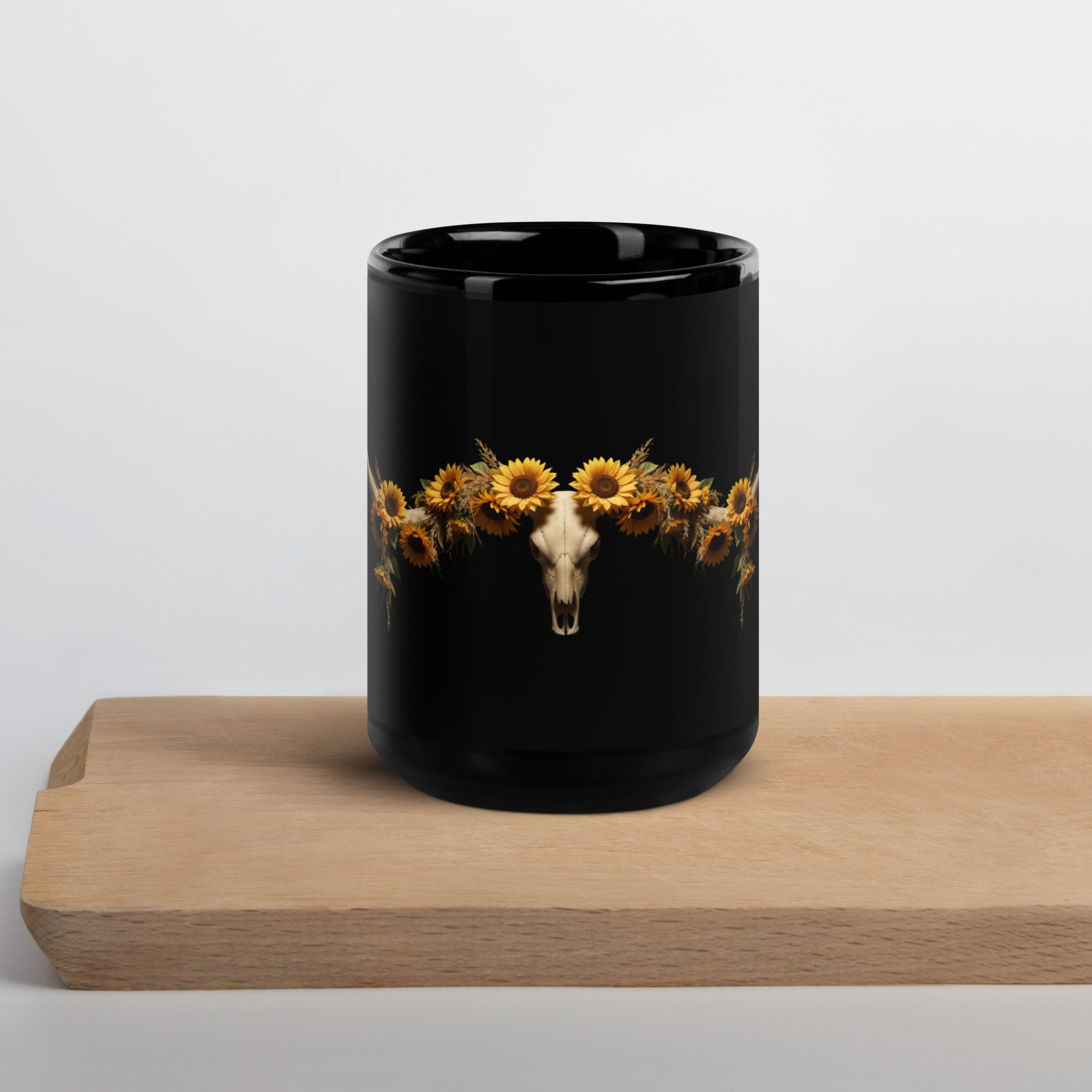 Sunflower Steer Black Glossy Mug - ThatBoutqiueStore