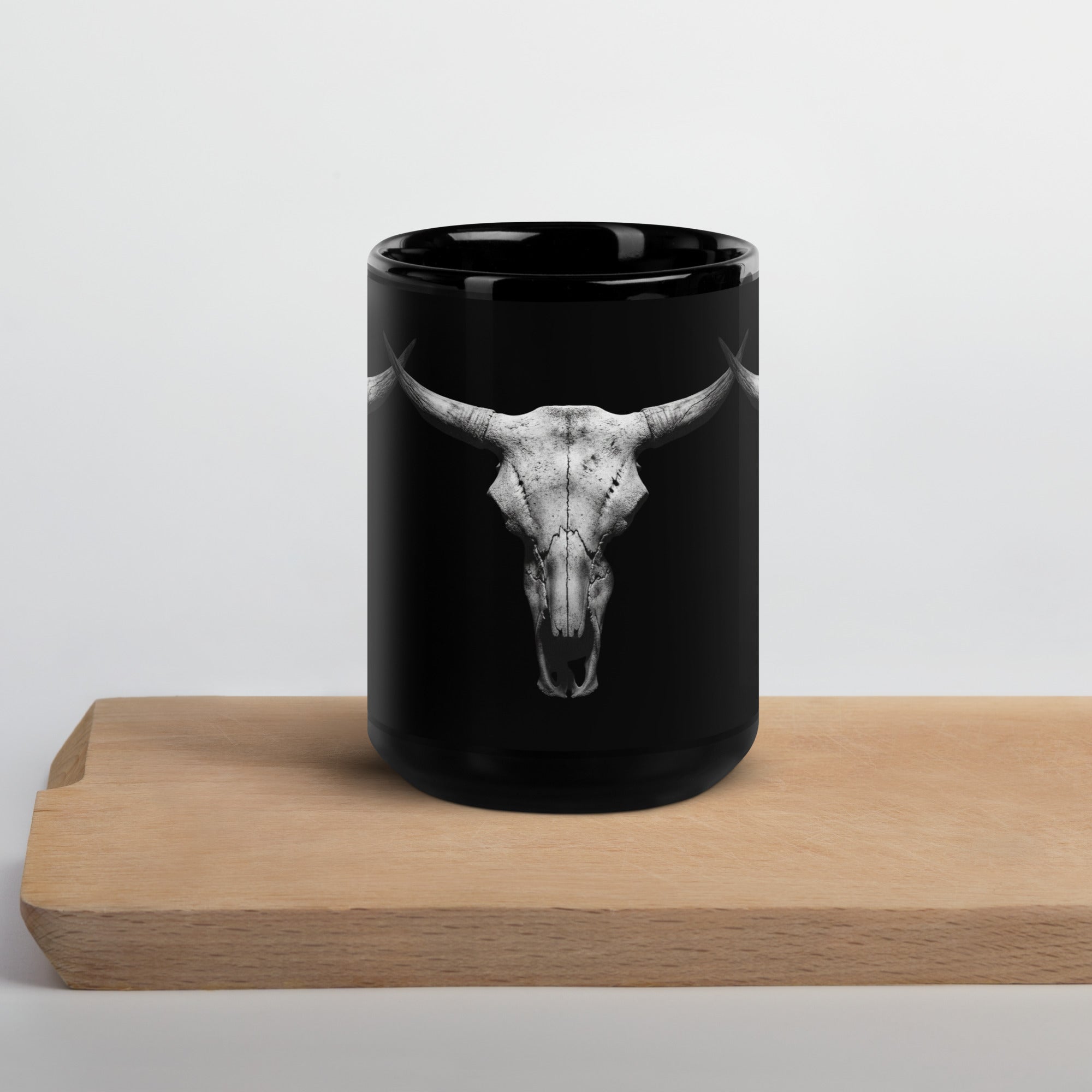 Steer Skull Black Glossy Mug - ThatBoutqiueStore