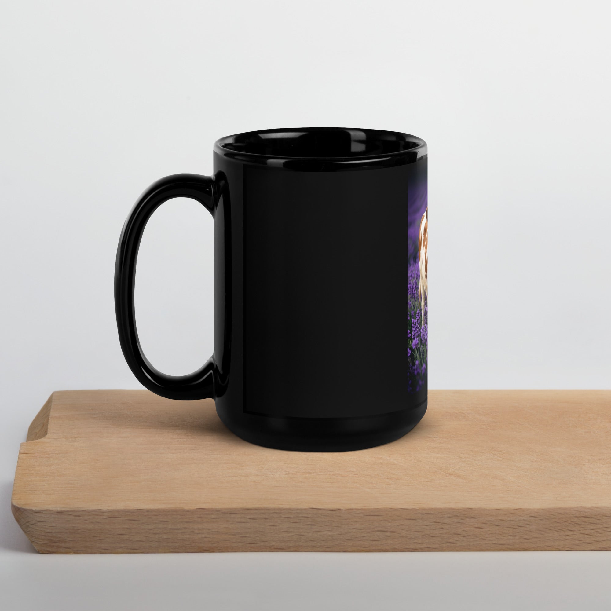Lavender Floral Halo Heifer Black Glossy Mug - ThatBoutqiueStore