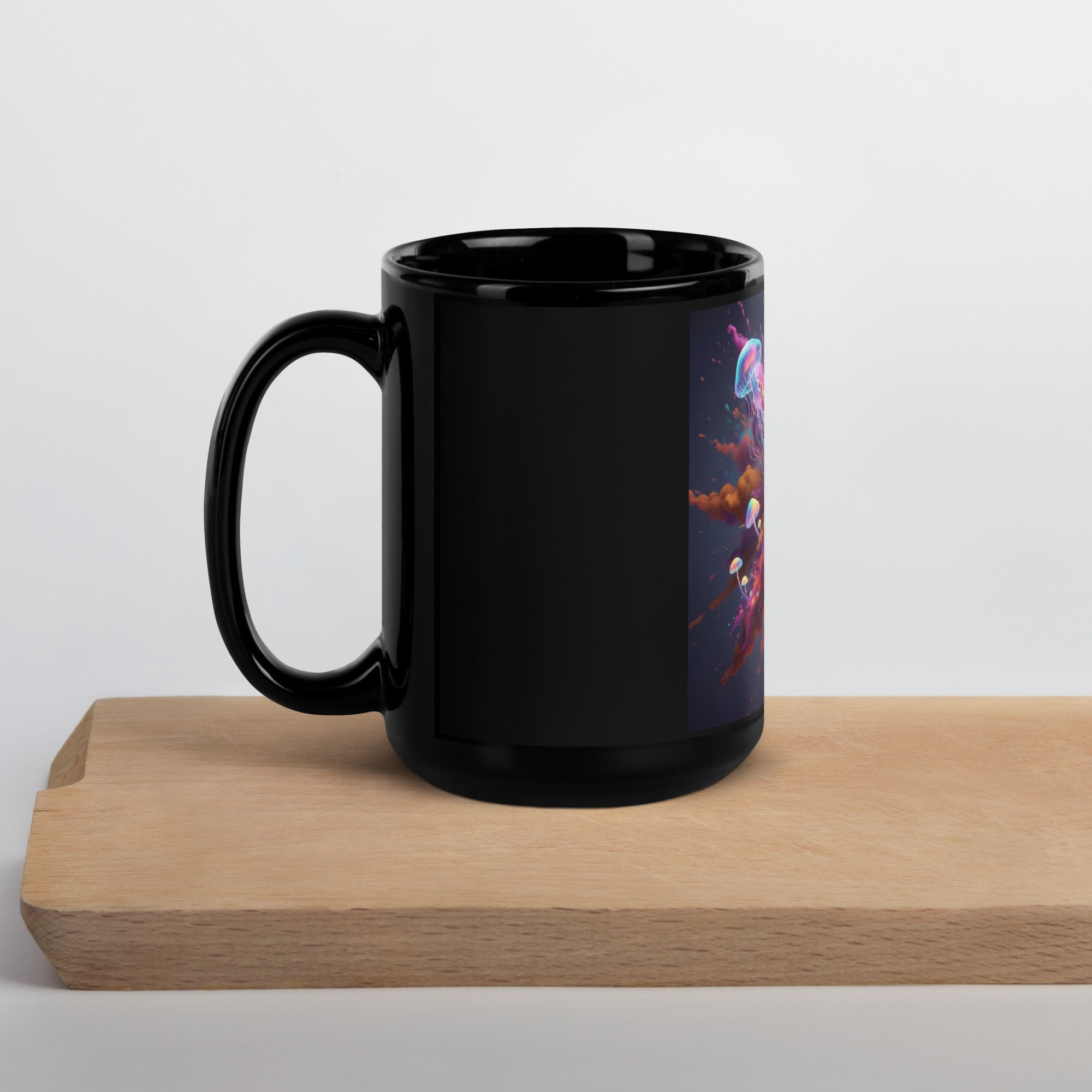 Colorful Smoke, Jellyfish & Mushroom Black Glossy Mug - ThatBoutqiueStore