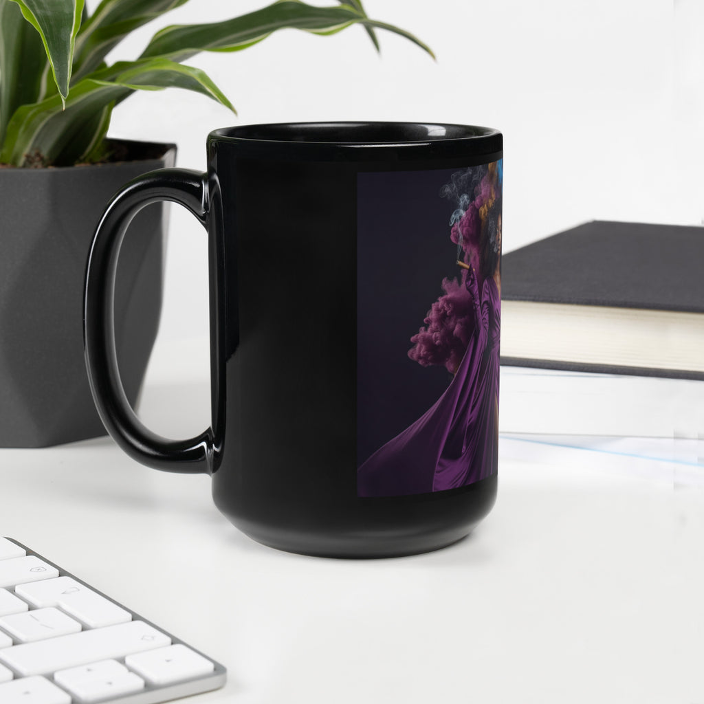 Lady G's surrounded by colorful smoke Black Glossy Mug - ThatBoutqiueStore