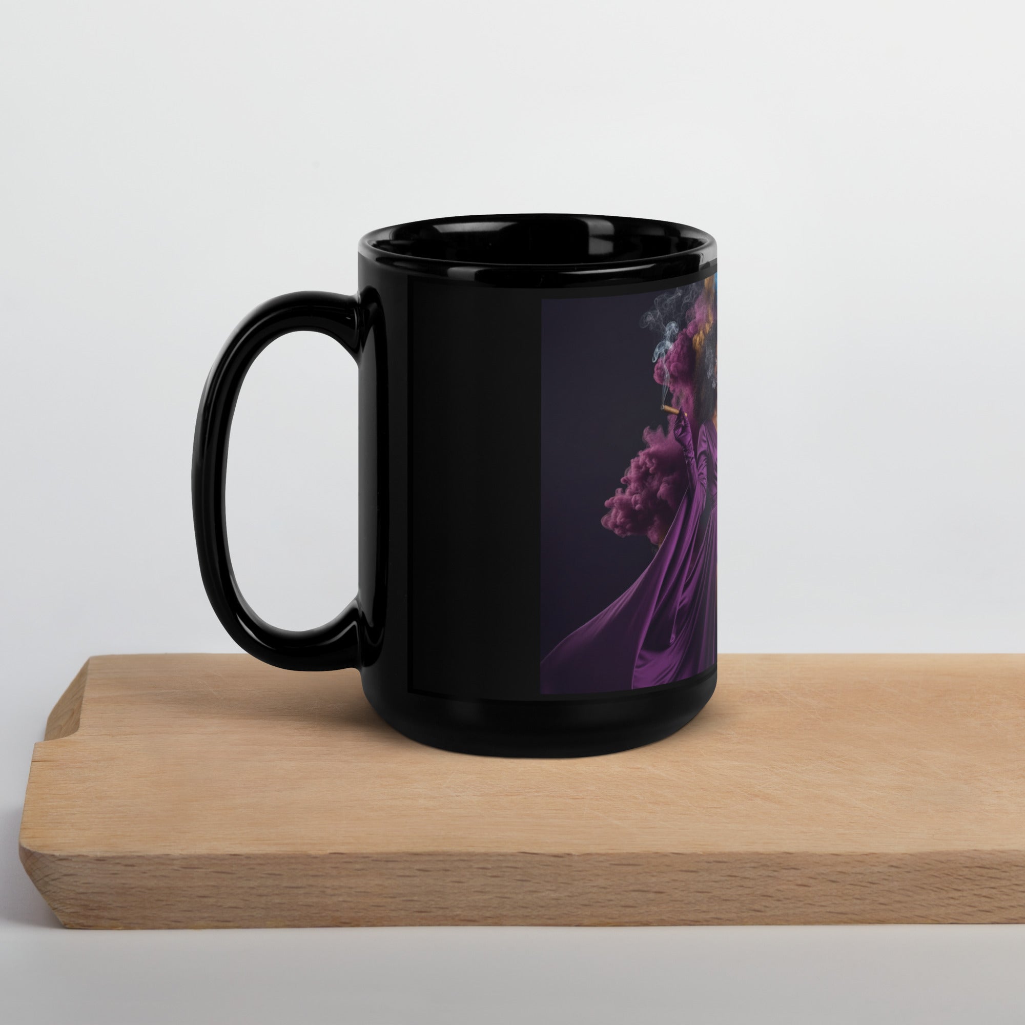 Lady G's surrounded by colorful smoke Black Glossy Mug - ThatBoutqiueStore
