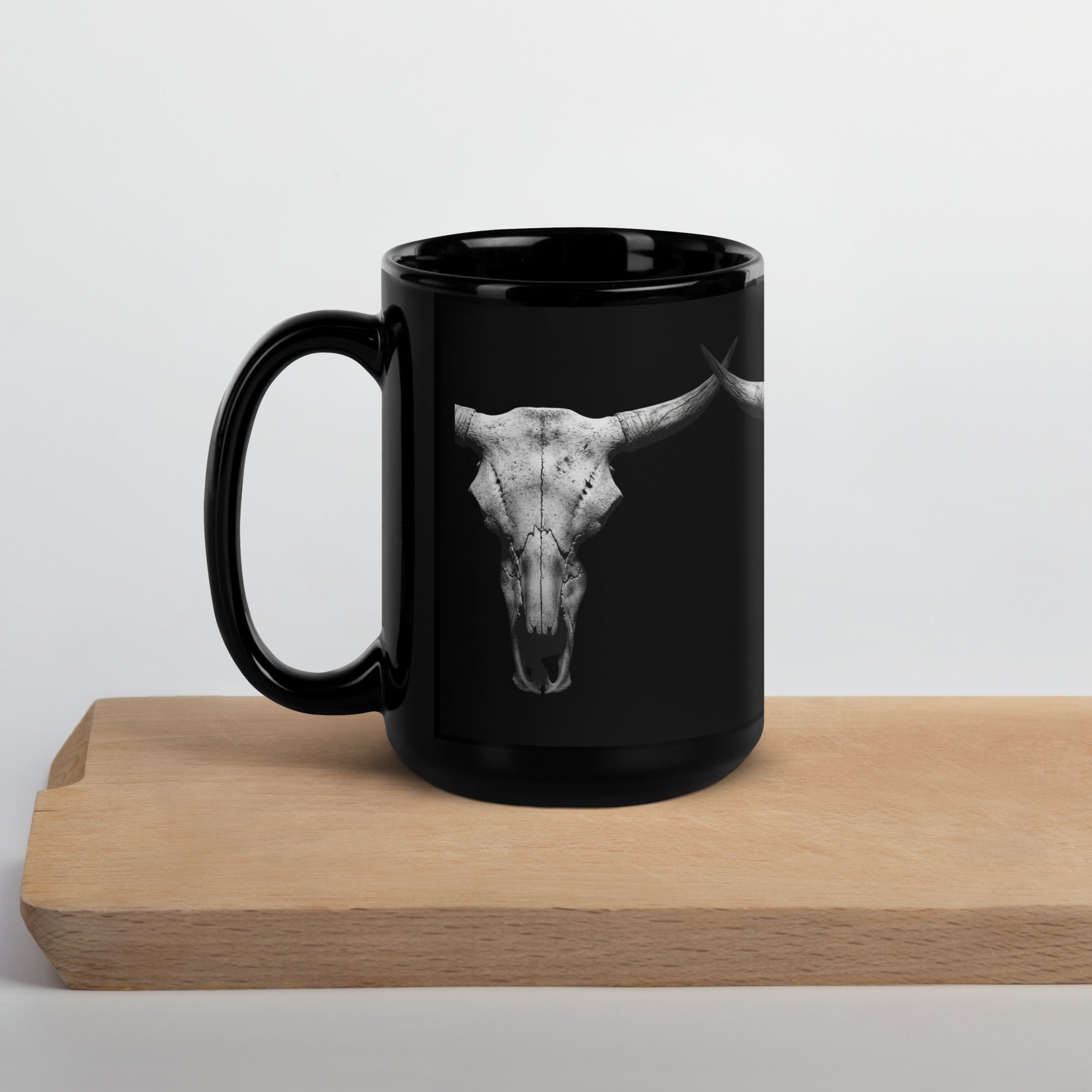 Steer Skull Black Glossy Mug - ThatBoutqiueStore