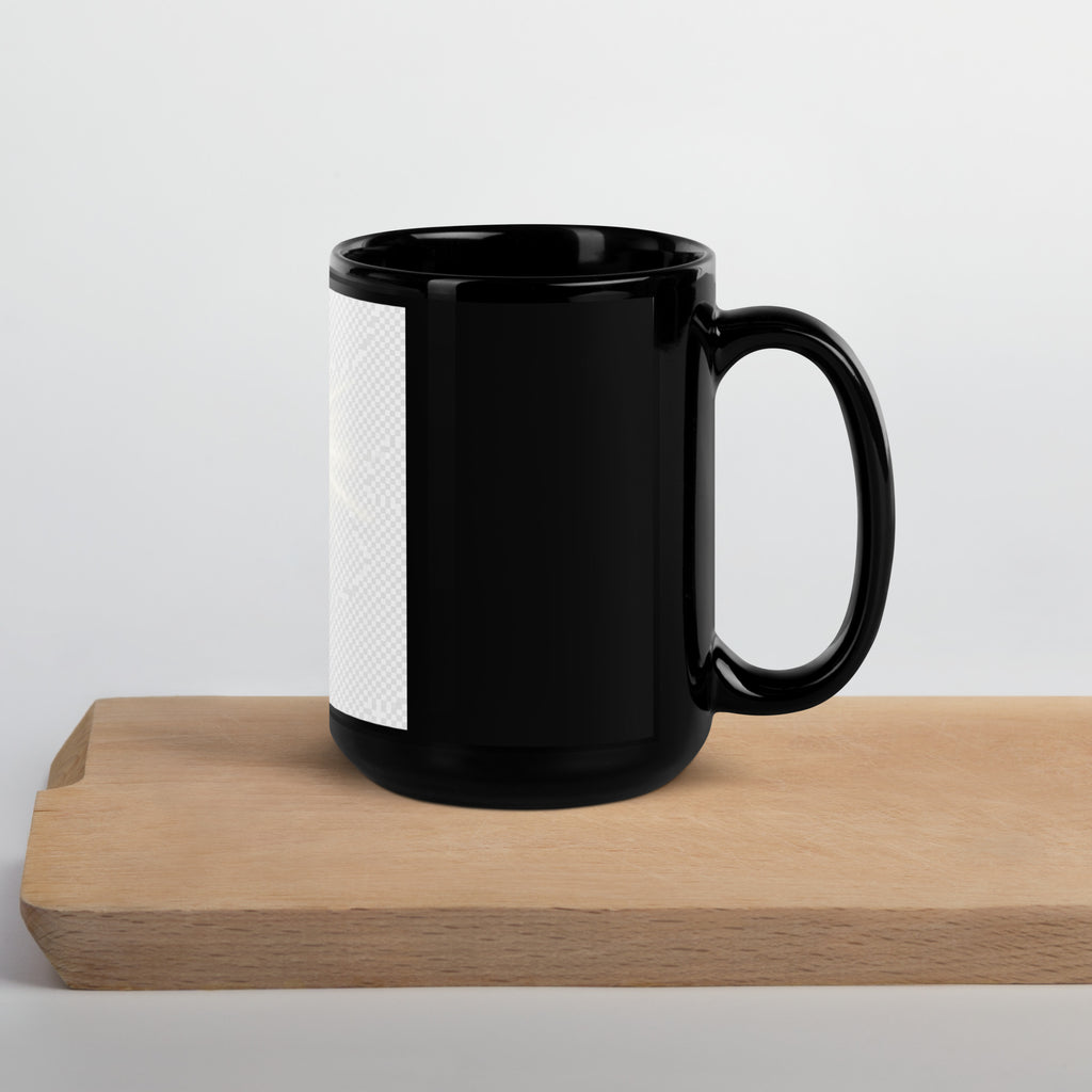 Black Glossy Mug with Glowing Golden Cross - ThatBoutqiueStore