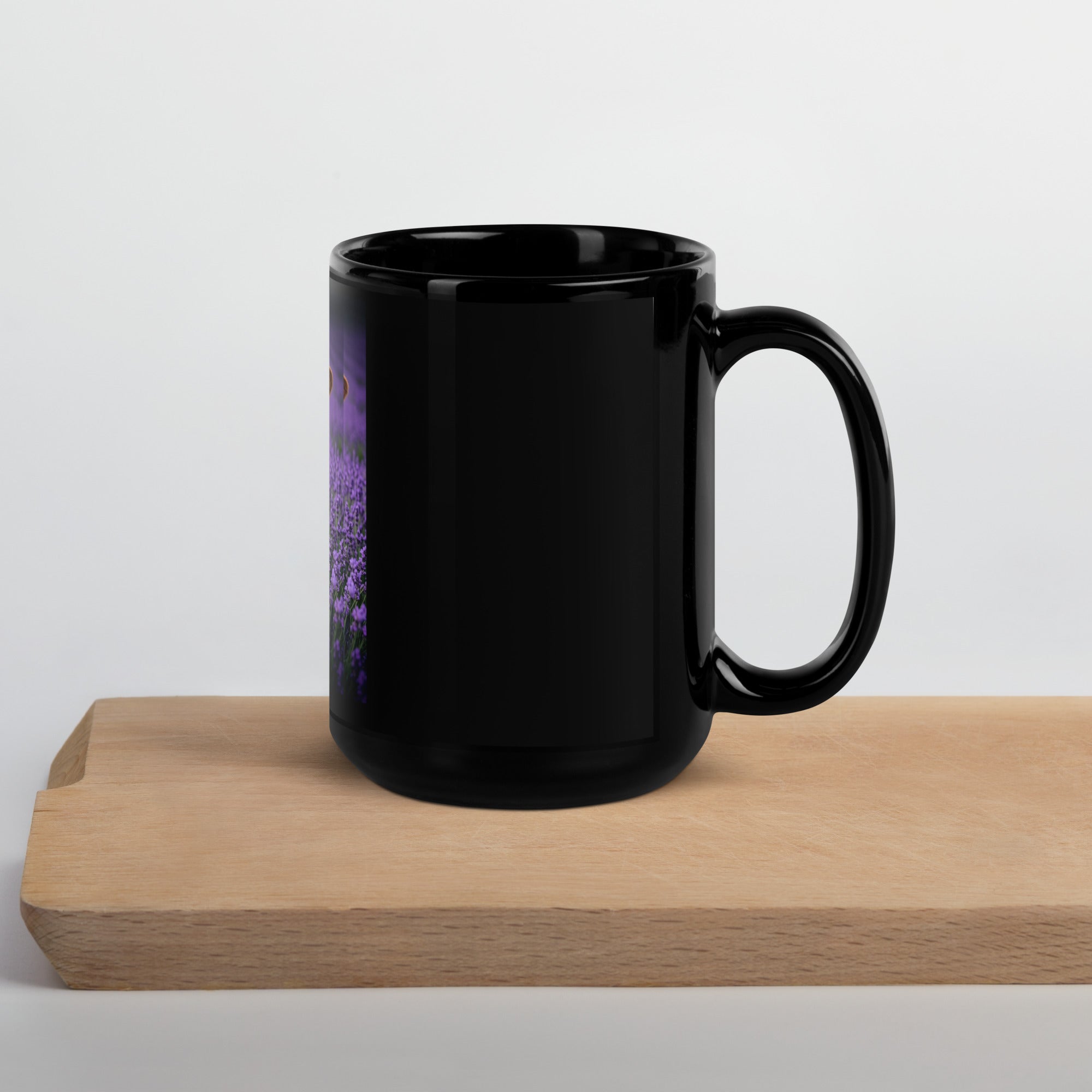 Lavender Floral Halo Heifer Black Glossy Mug - ThatBoutqiueStore