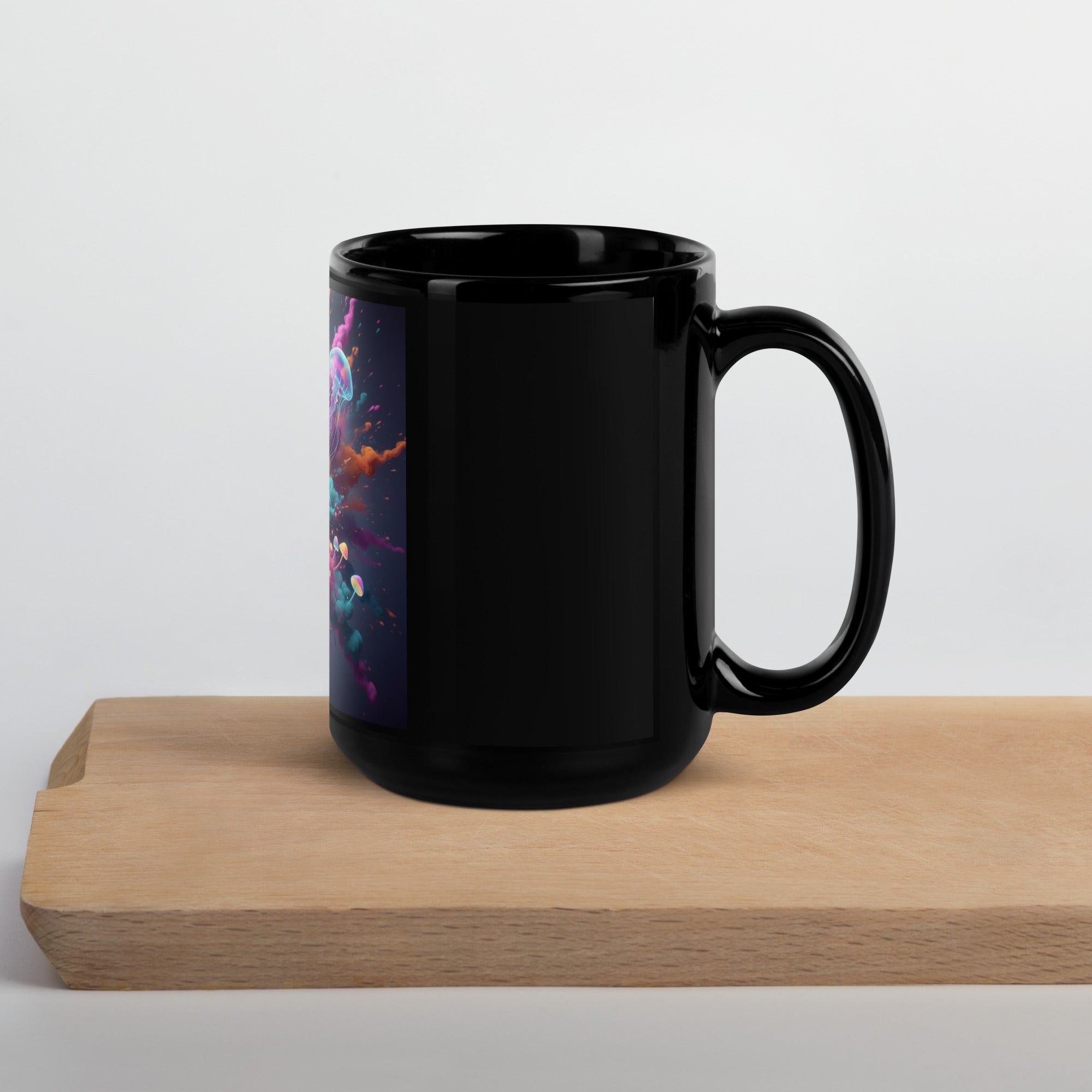 Colorful Smoke, Jellyfish & Mushroom Black Glossy Mug - ThatBoutqiueStore