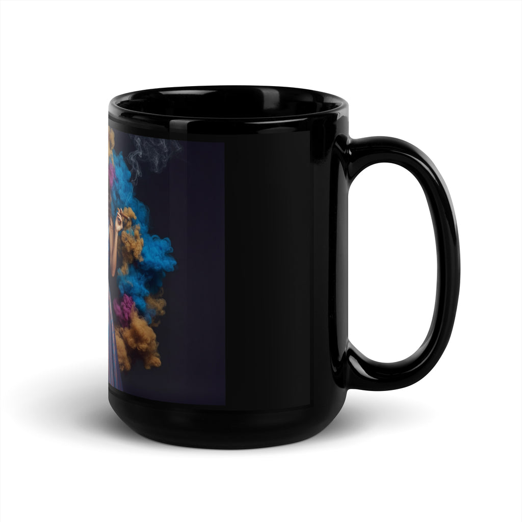 Lady G's surrounded by colorful smoke Black Glossy Mug - ThatBoutqiueStore