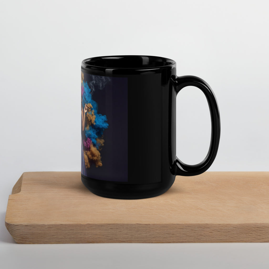 Lady G's surrounded by colorful smoke Black Glossy Mug - ThatBoutqiueStore