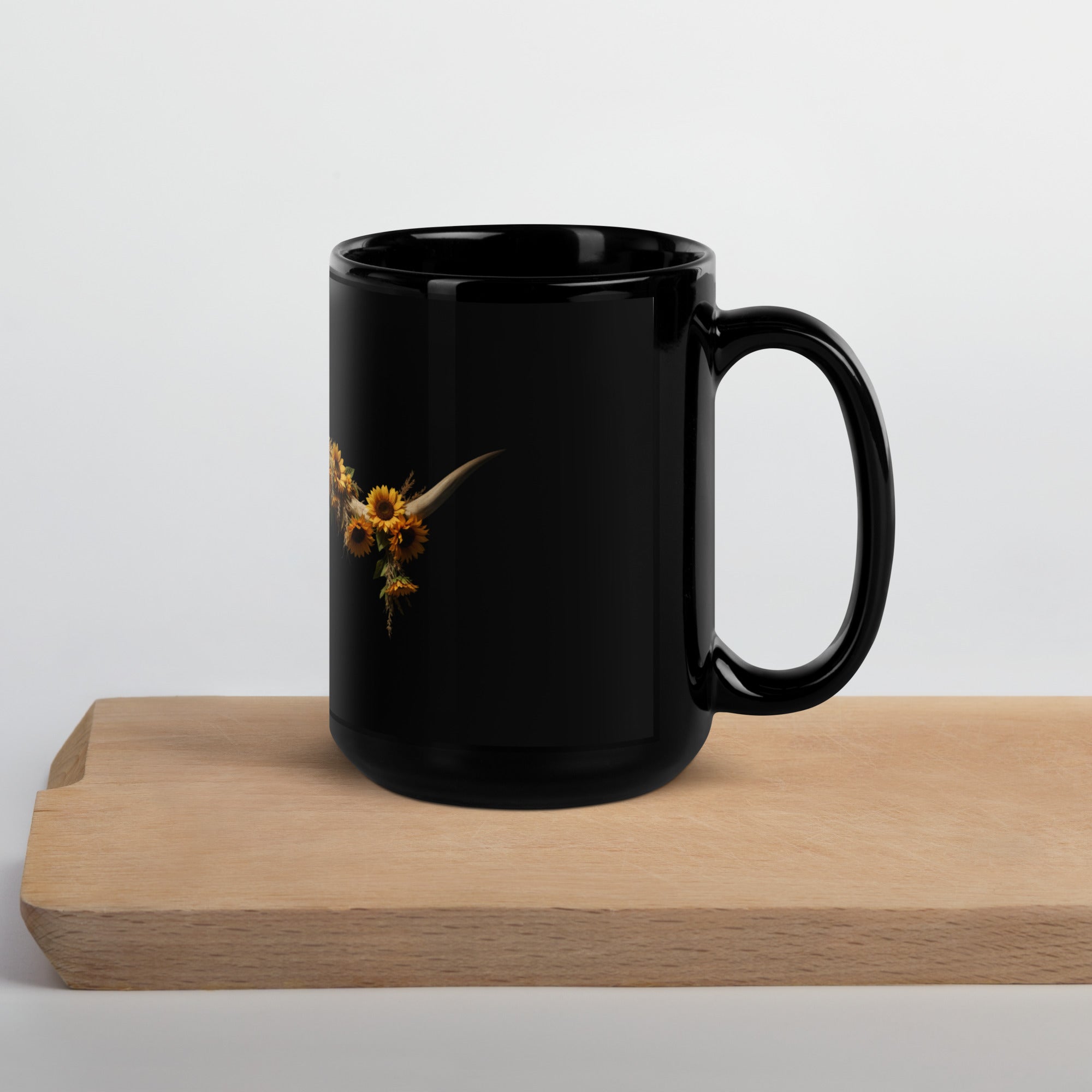 Sunflower Steer Black Glossy Mug - ThatBoutqiueStore