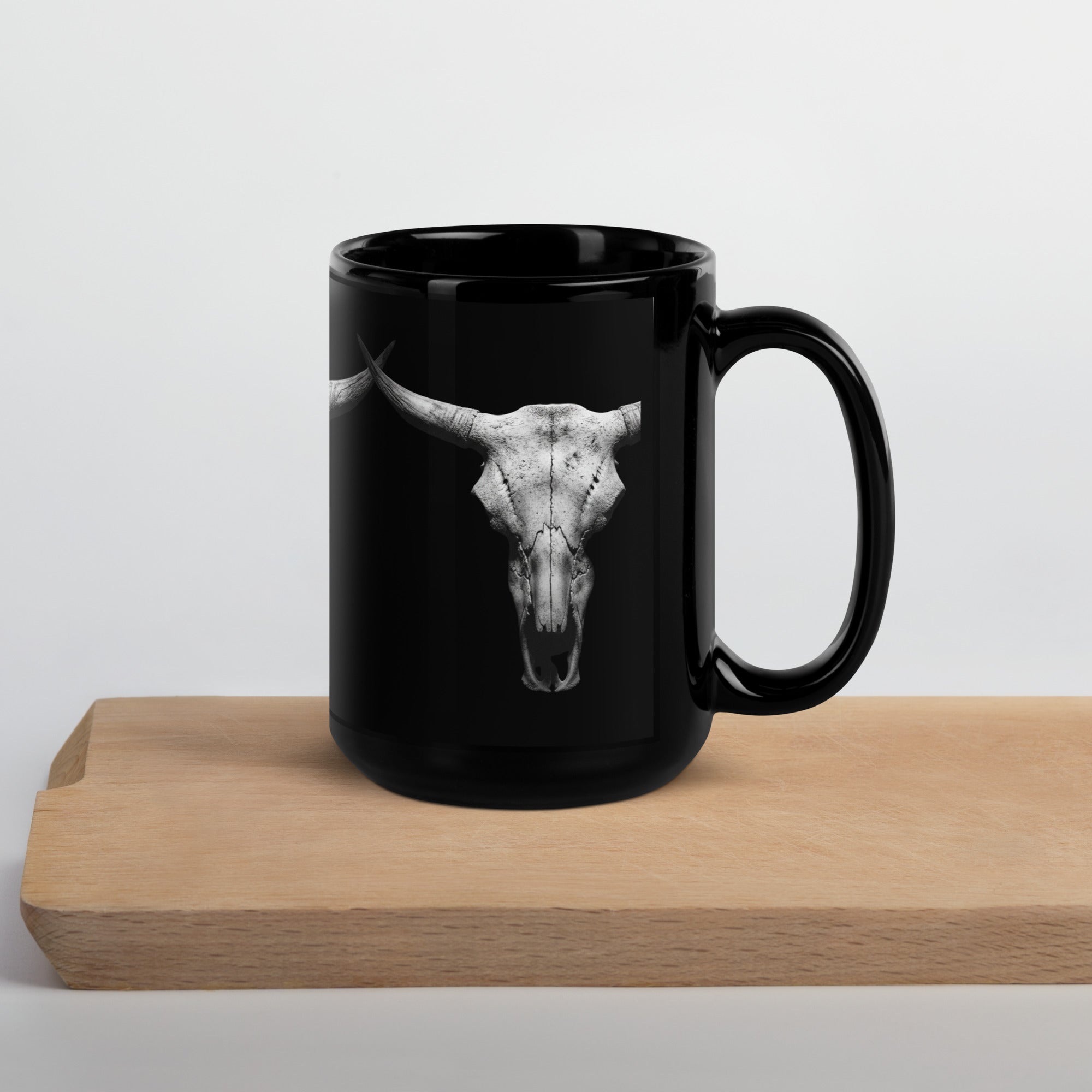 Steer Skull Black Glossy Mug - ThatBoutqiueStore